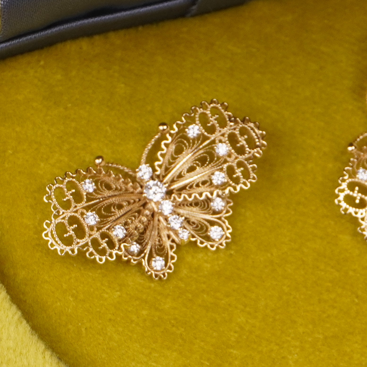 PRE-OWNED GG 18K Yellow Gold Diamond Le Marche des Merveilles Butterfly Earrings
