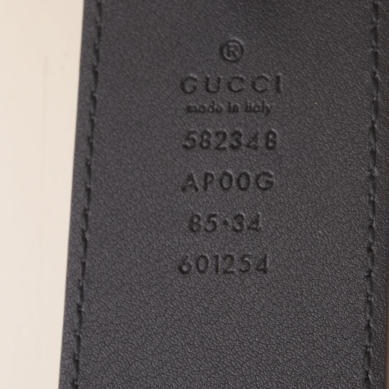 PRE-OWNED GG Moon Calfskin Scales Double G 40mm Belt 85 34 Black