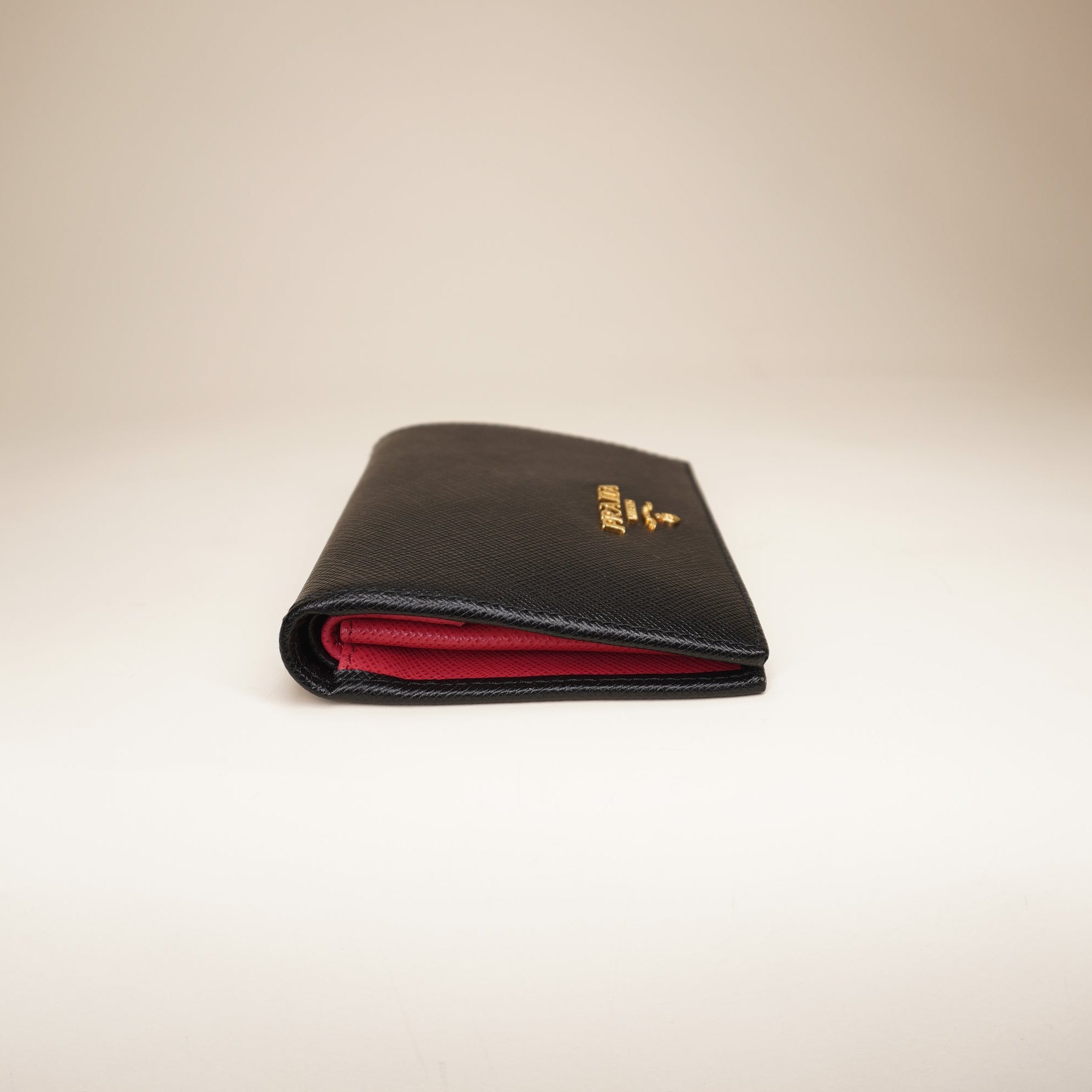  Small Saffiano Leather Bifold Black Wallet