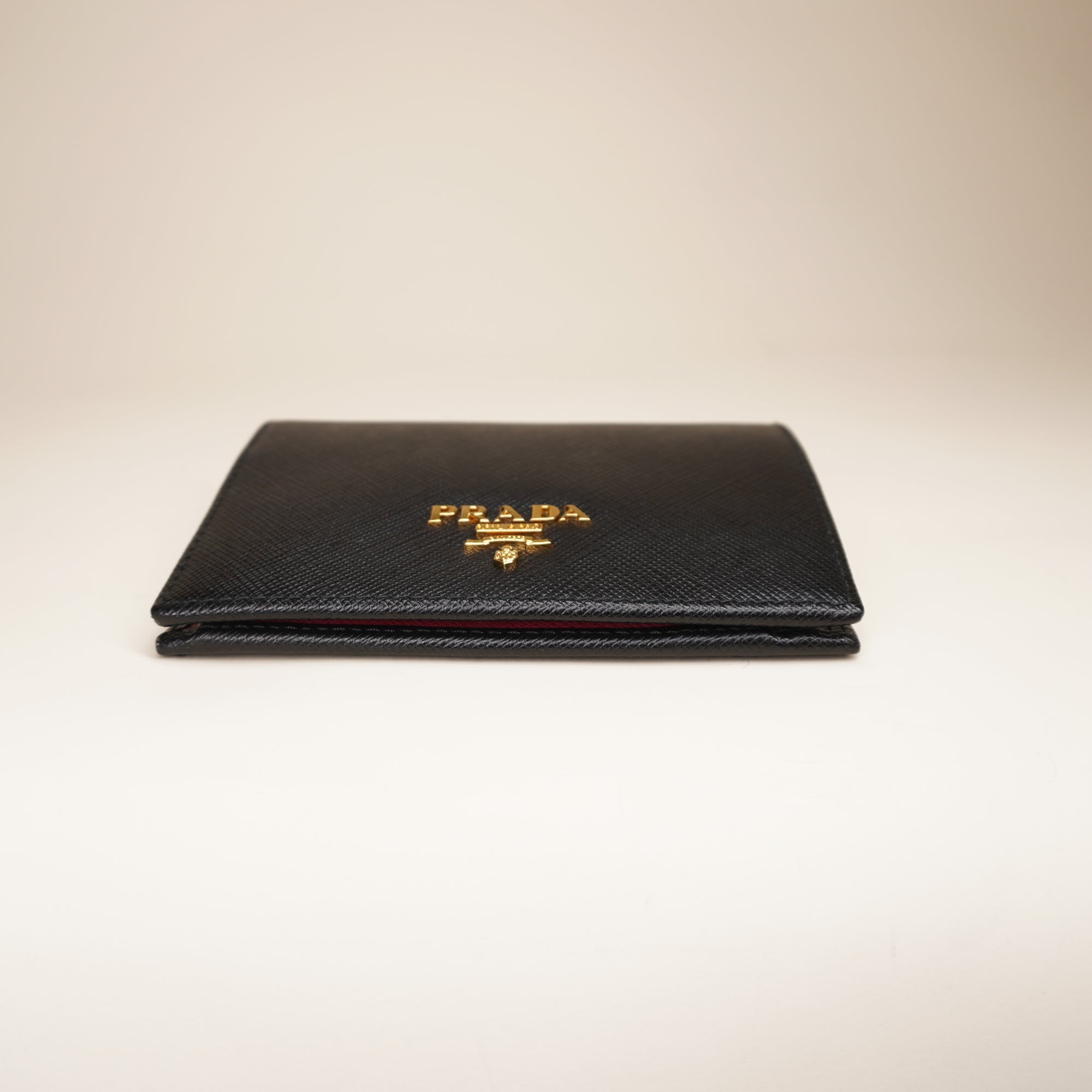  Small Saffiano Leather Bifold Black Wallet