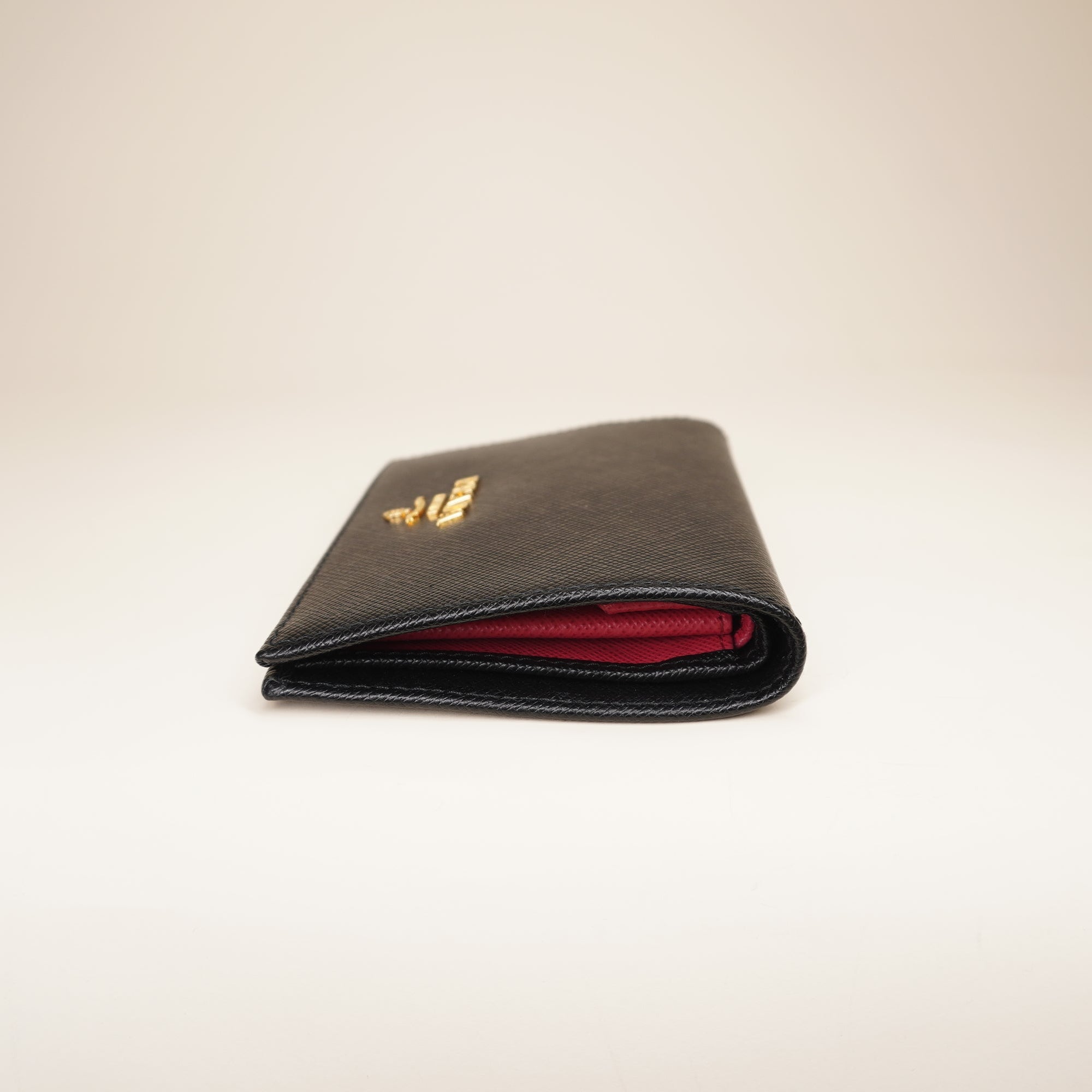  Small Saffiano Leather Bifold Black Wallet