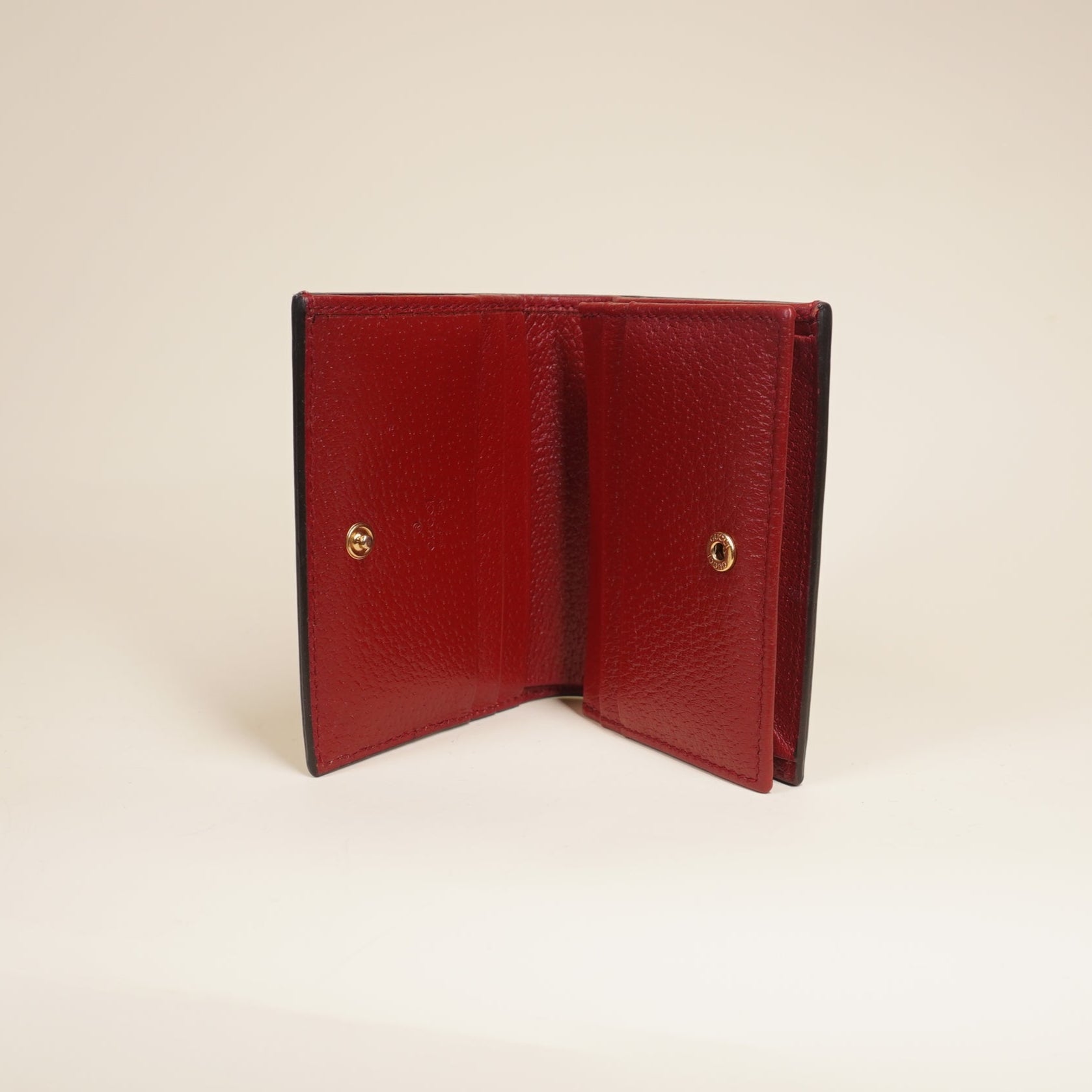 PRE-OWNED GG Supreme Monogram Tian Card Case Beige Multicolor Red