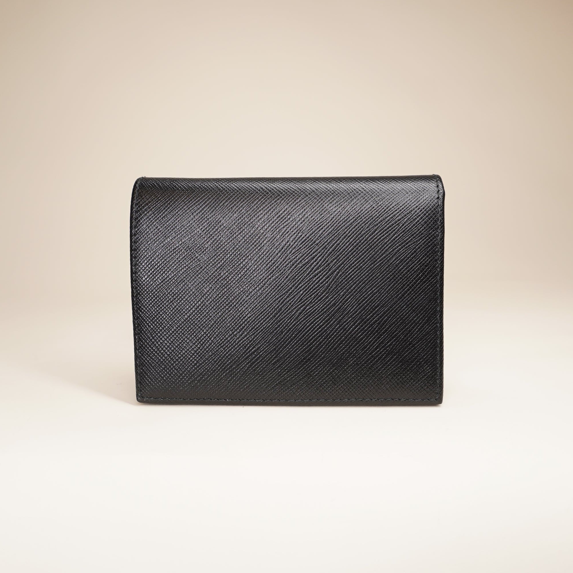  Small Saffiano Leather Bifold Black Wallet