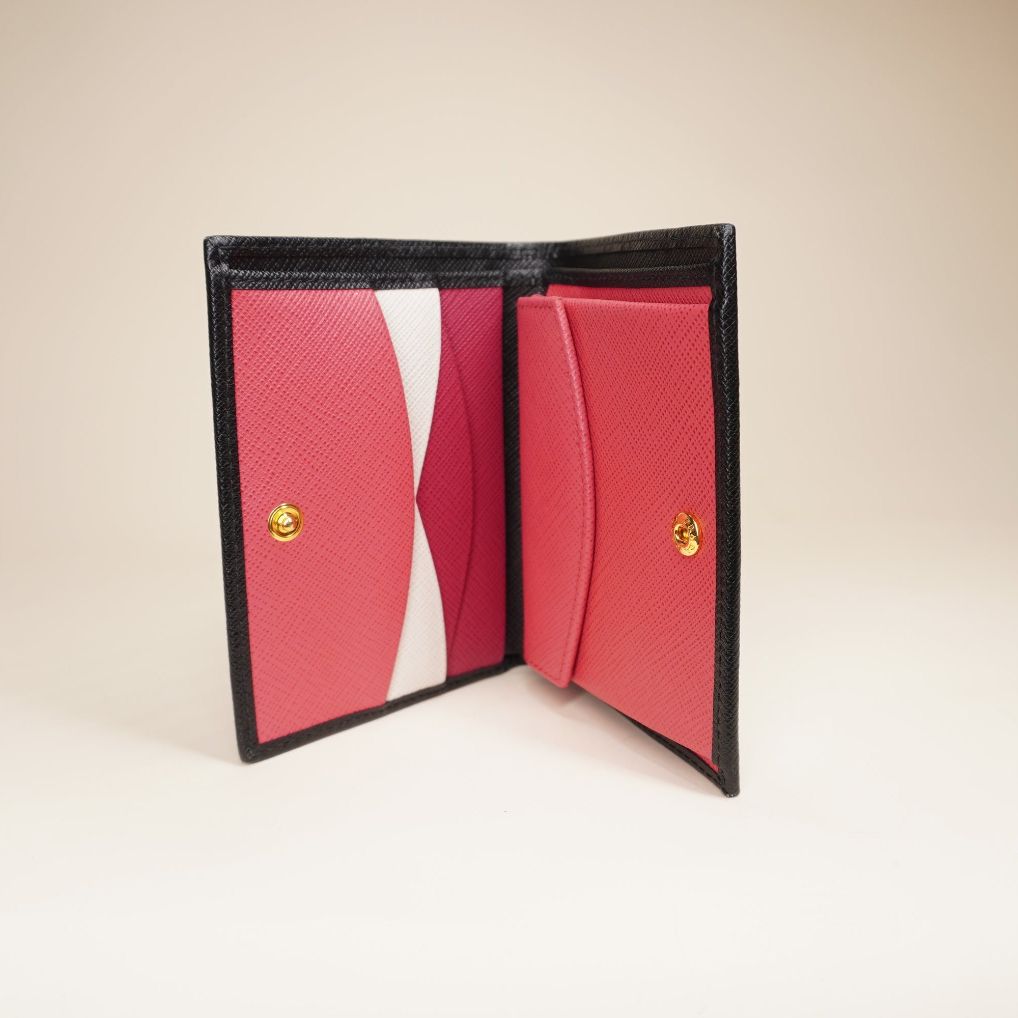 Small Saffiano Leather Bifold Black Wallet