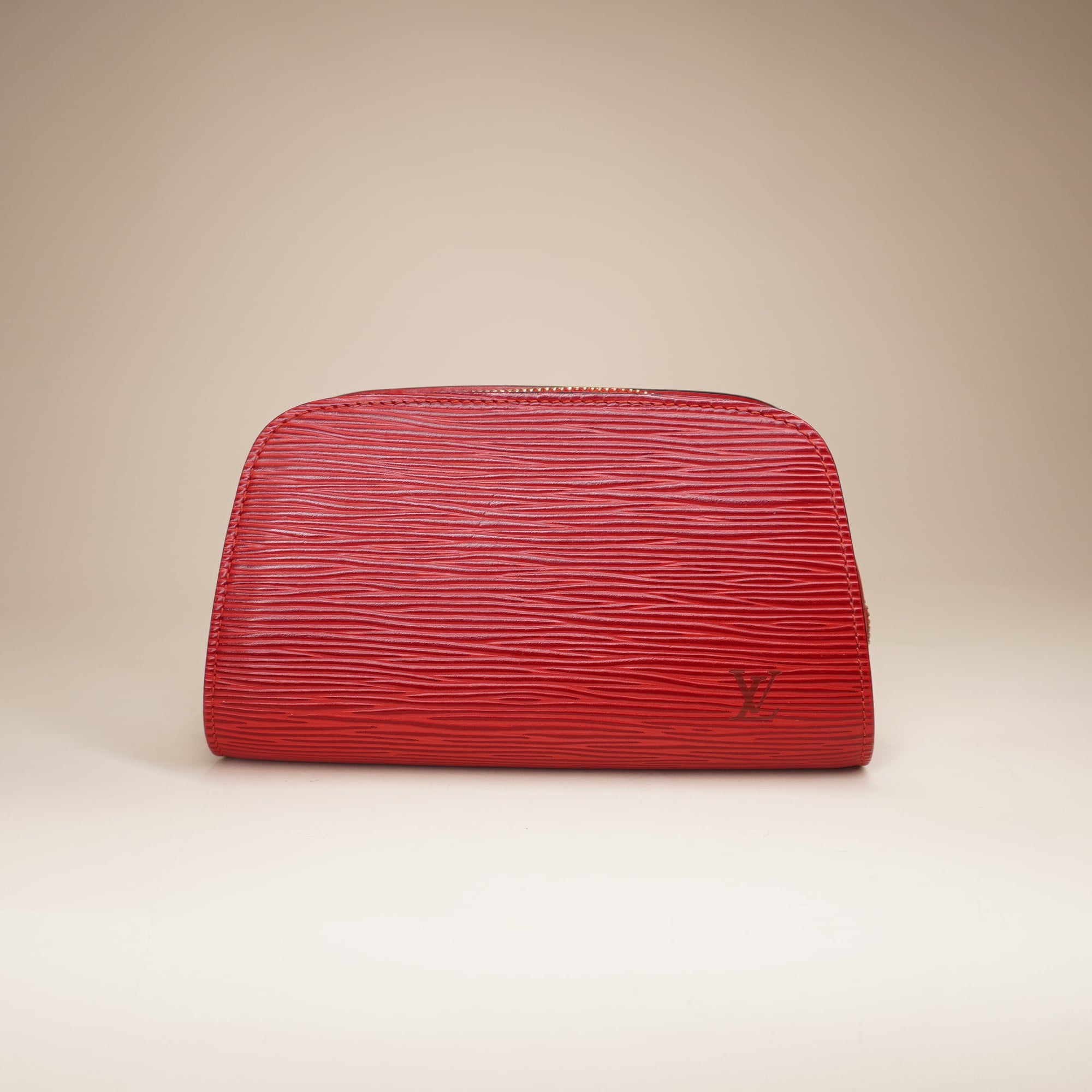 PRE-OWNED LV EPI Leather PM Cosmetic Pouch Bag Red