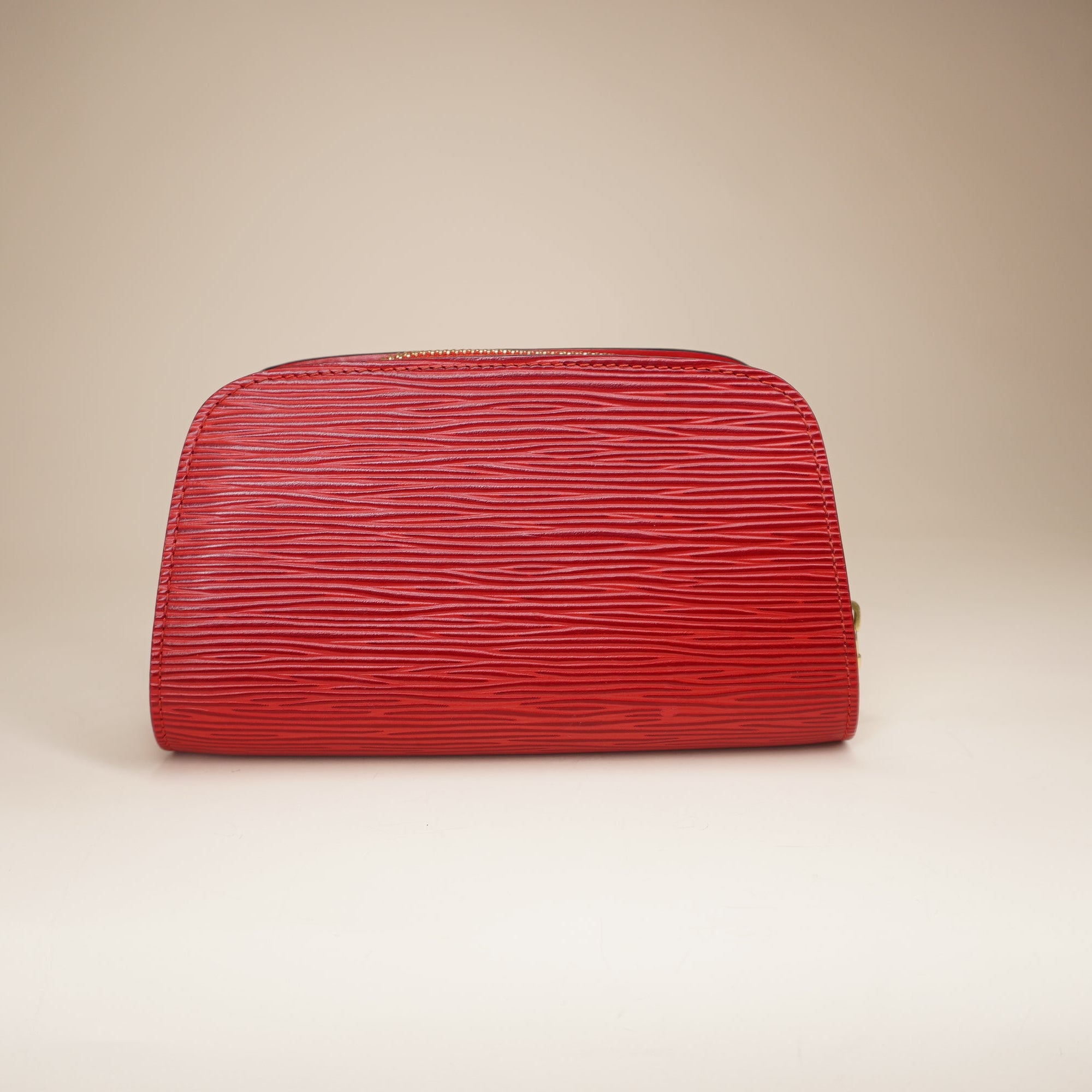 PRE-OWNED LV EPI Leather PM Cosmetic Pouch Bag Red