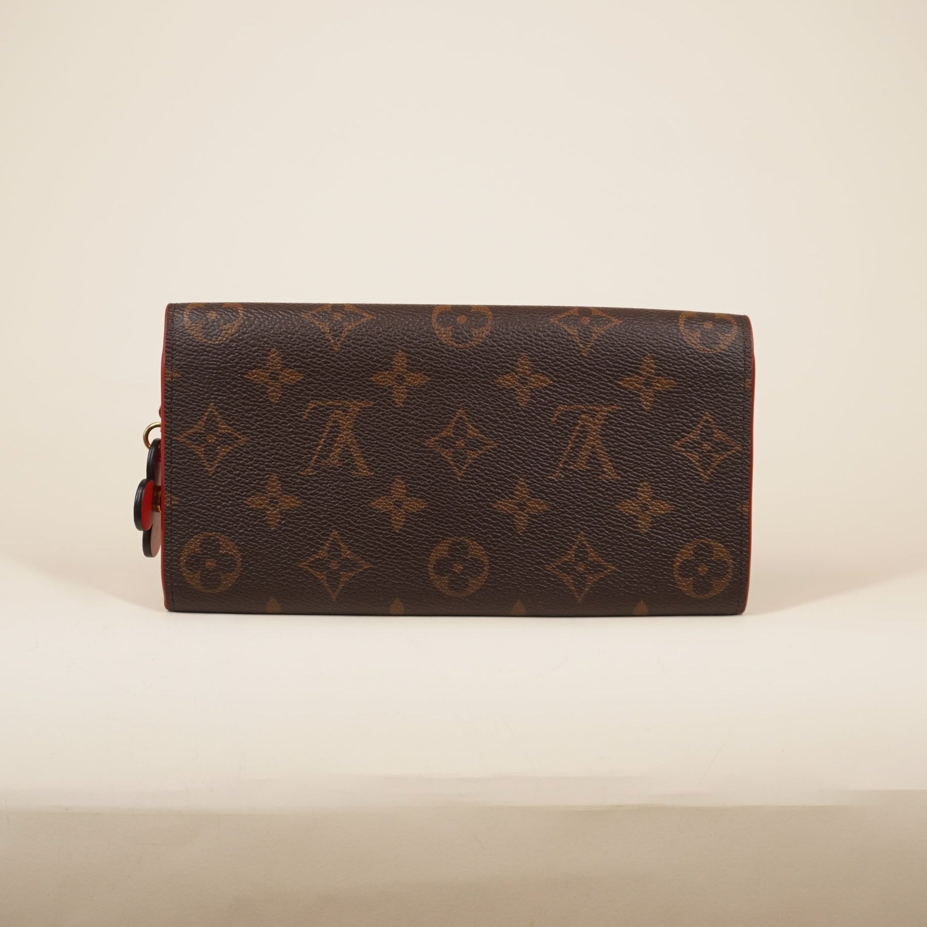 PRE-OWNED LV Monogram Bloom Flower Emilie Wallet Rouge
