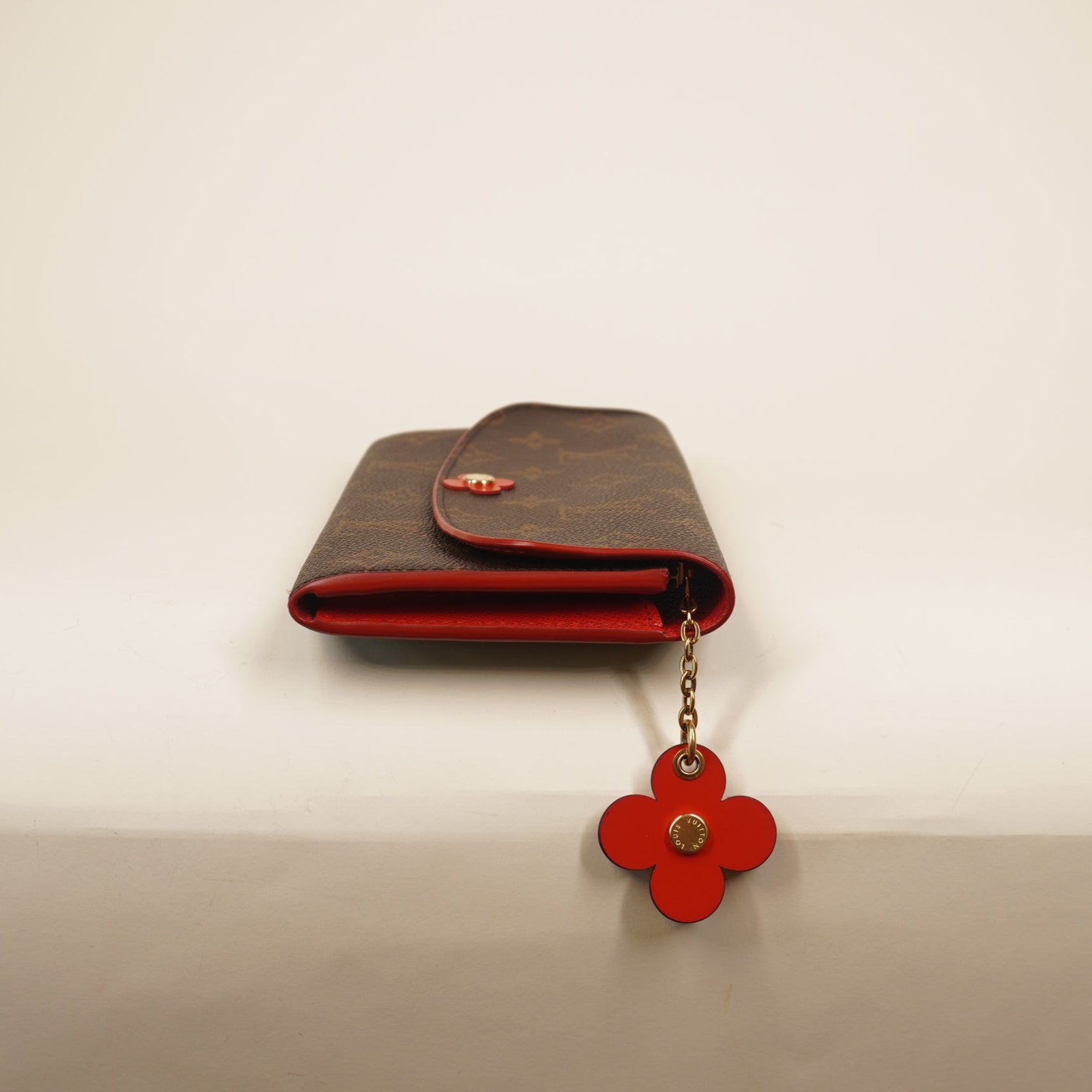 PRE-OWNED LV Monogram Bloom Flower Emilie Wallet Rouge