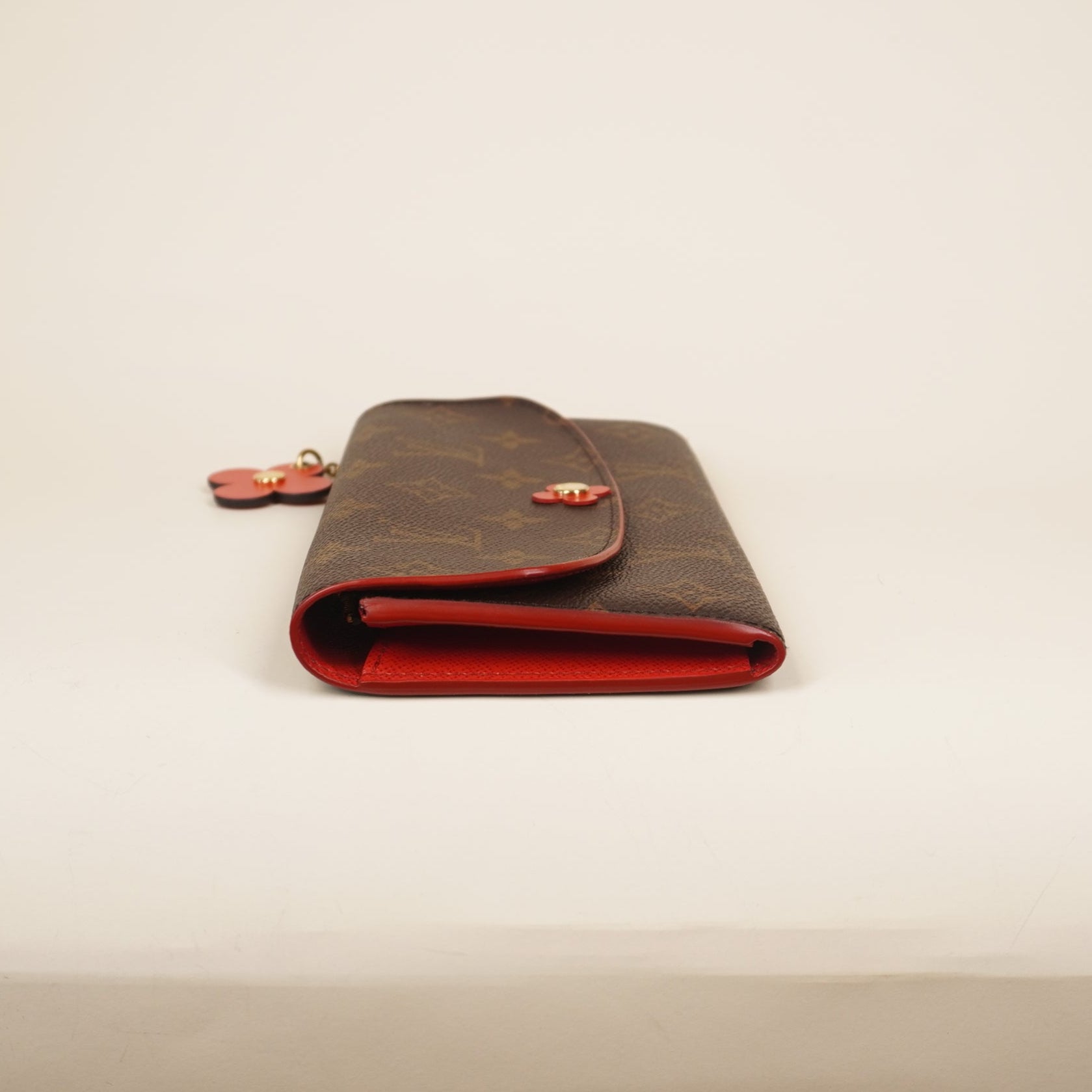 PRE-OWNED LV Monogram Bloom Flower Emilie Wallet Rouge
