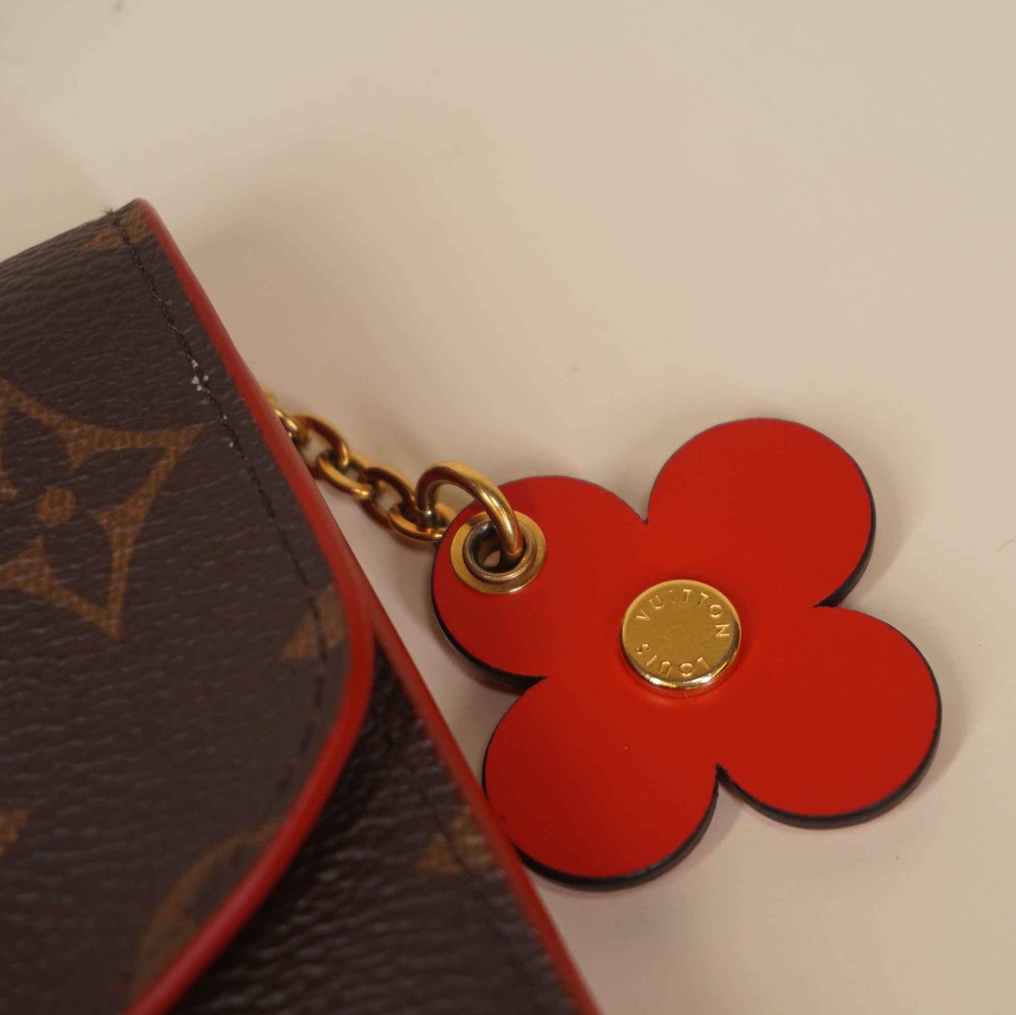 PRE-OWNED LV Monogram Bloom Flower Emilie Wallet Rouge