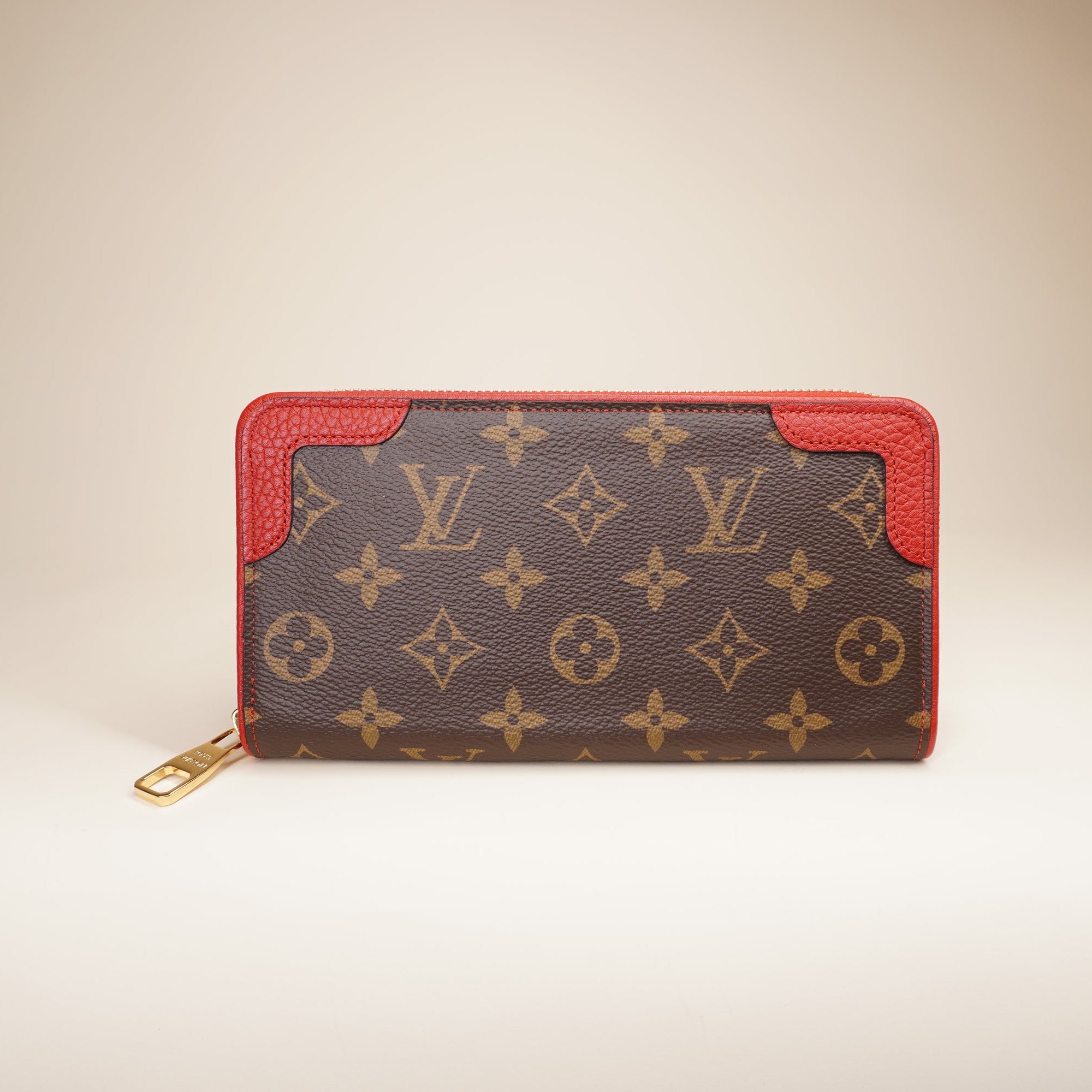 LV Long Wallet Monogram Zippy Retiro Red