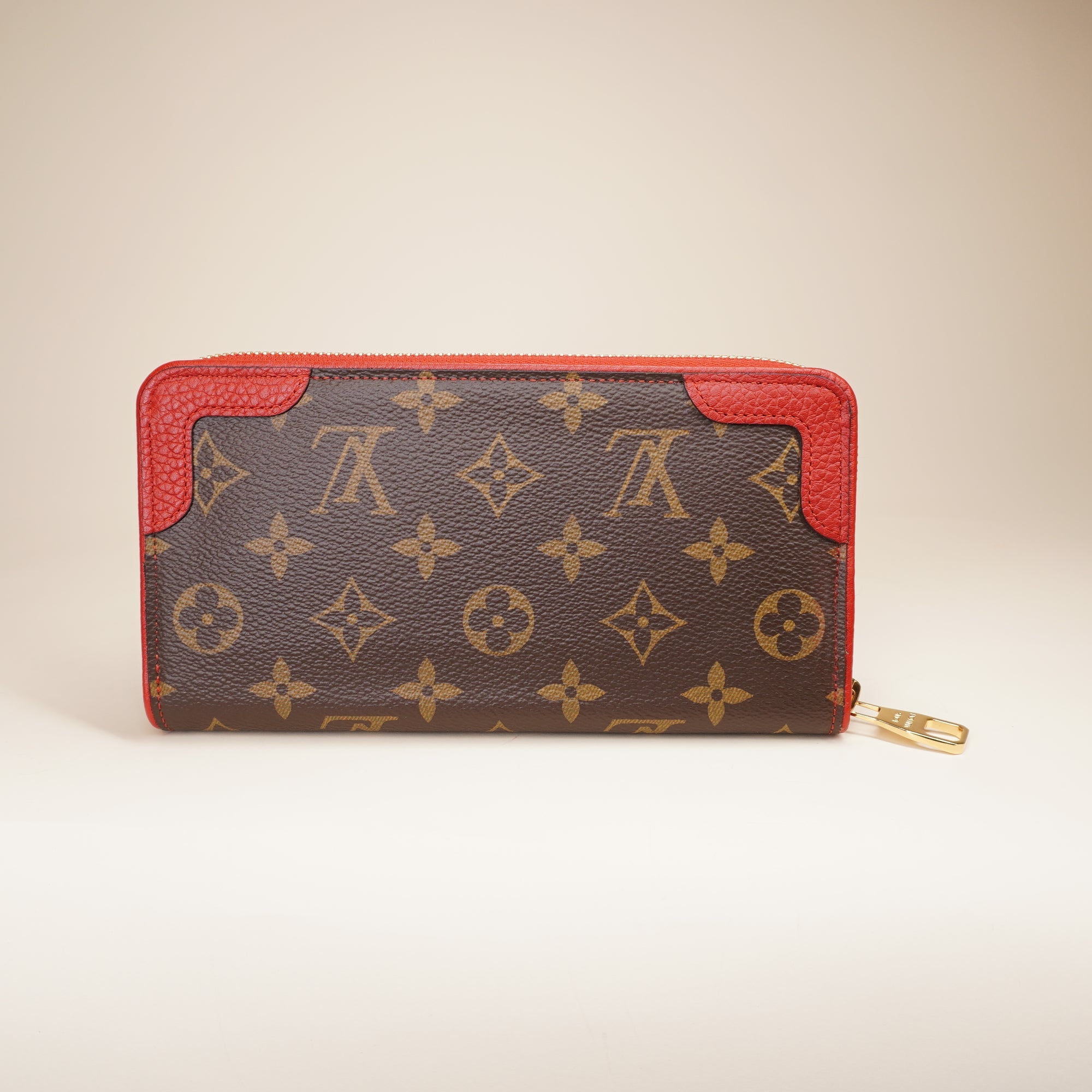 LV Long Wallet Monogram Zippy Retiro Red
