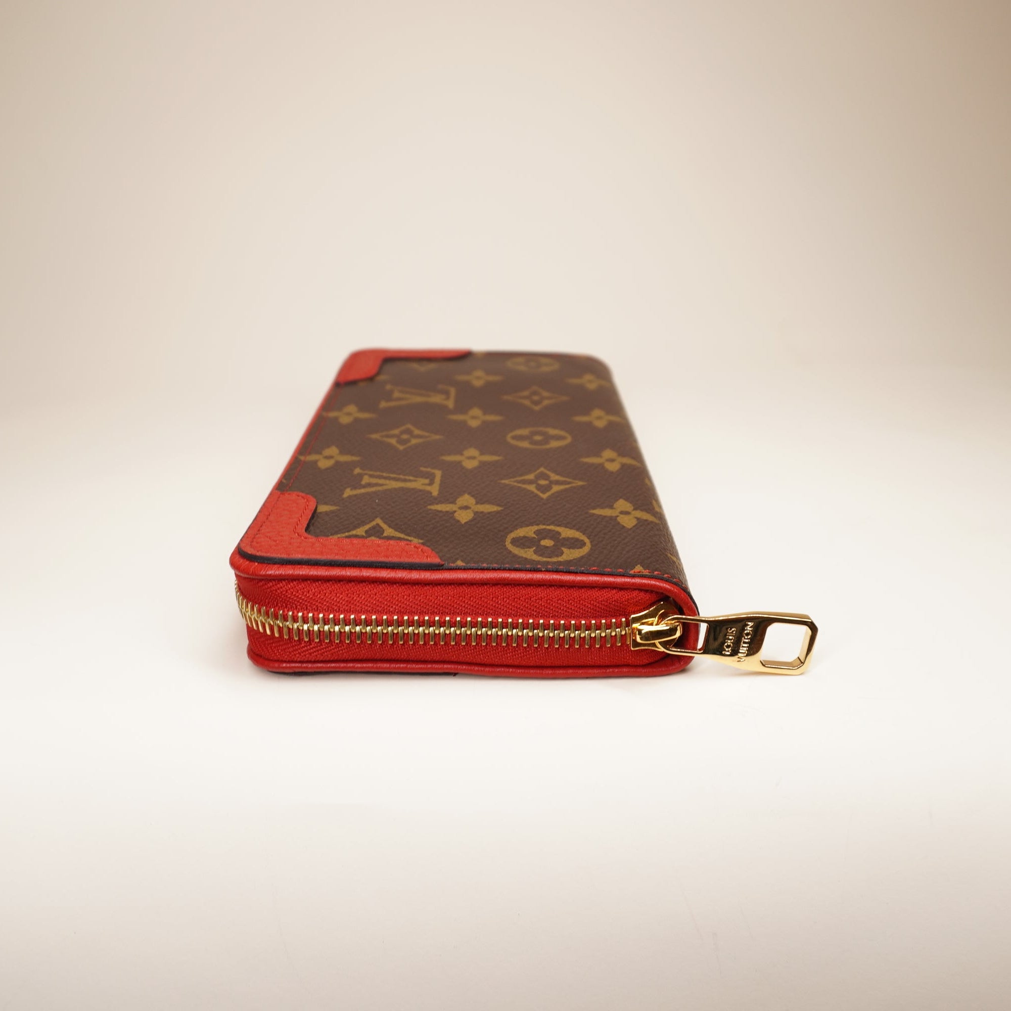  LV Long Wallet Monogram Zippy Retiro Red