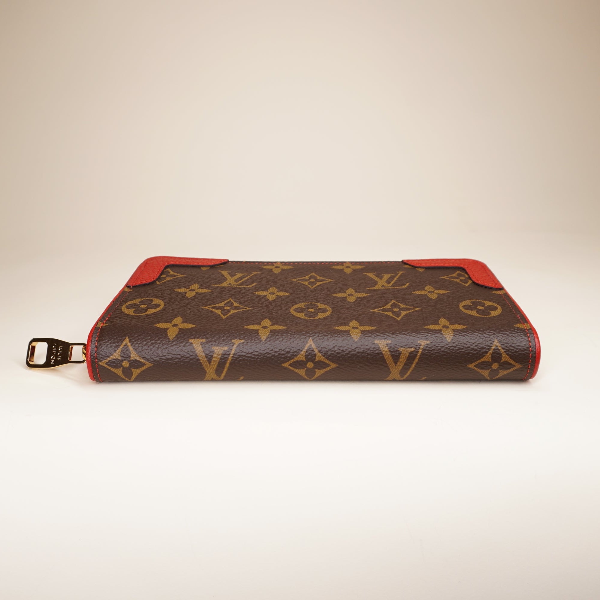  LV Long Wallet Monogram Zippy Retiro Red