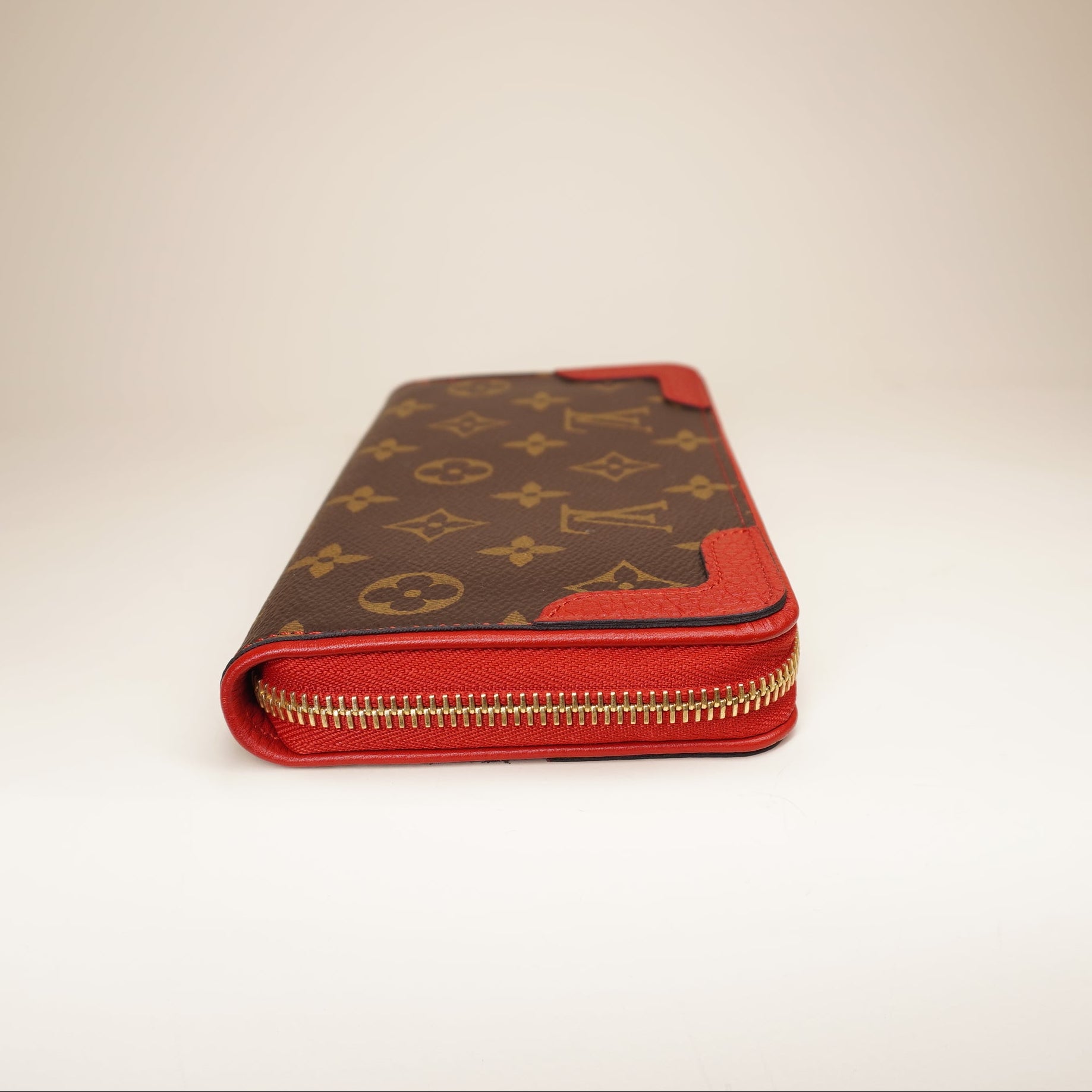 LV Long Wallet Monogram Zippy Retiro Red