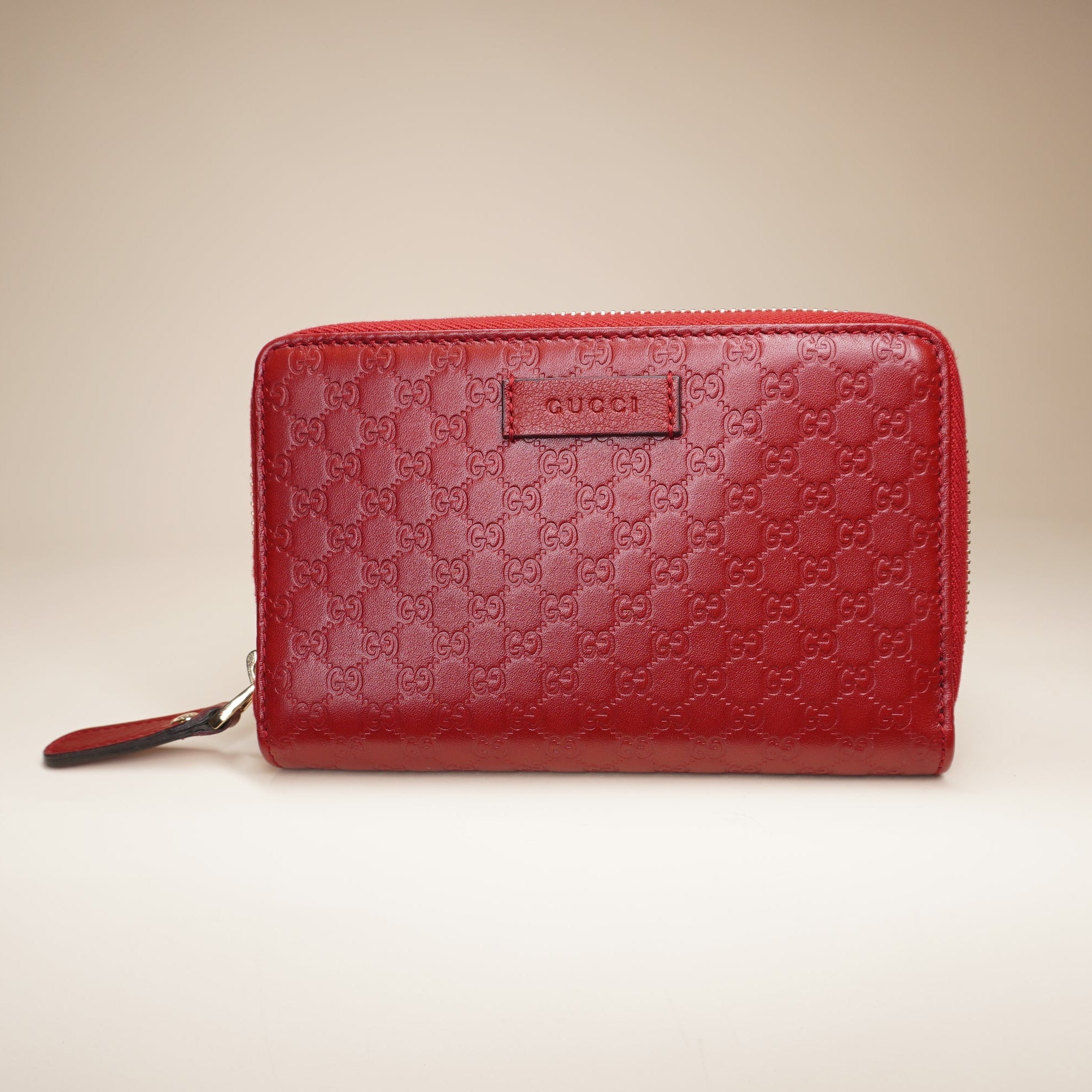 PRE-OWNED Microguccissima Zip Around Wallet Red