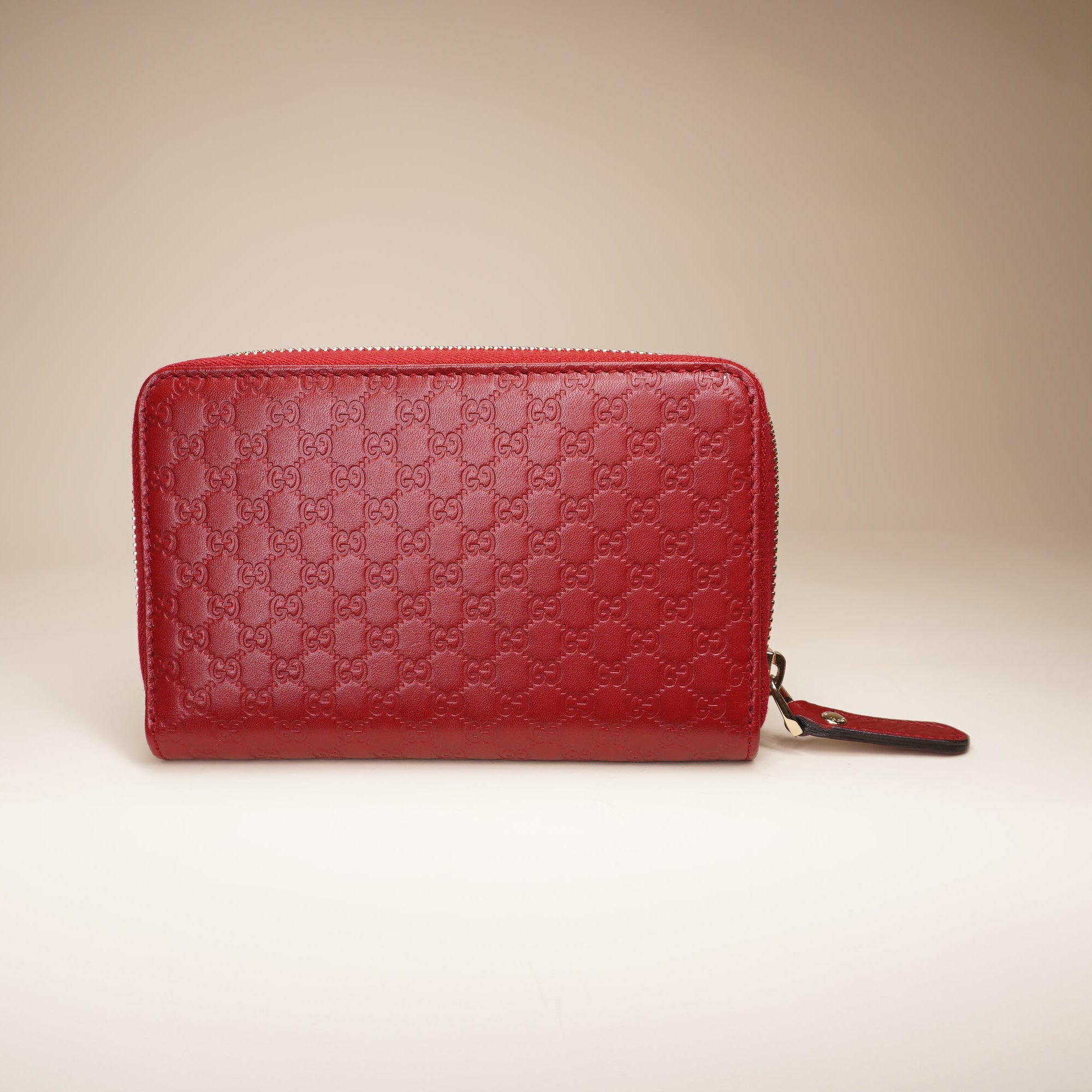 PRE-OWNED Microguccissima Zip Around Wallet Red