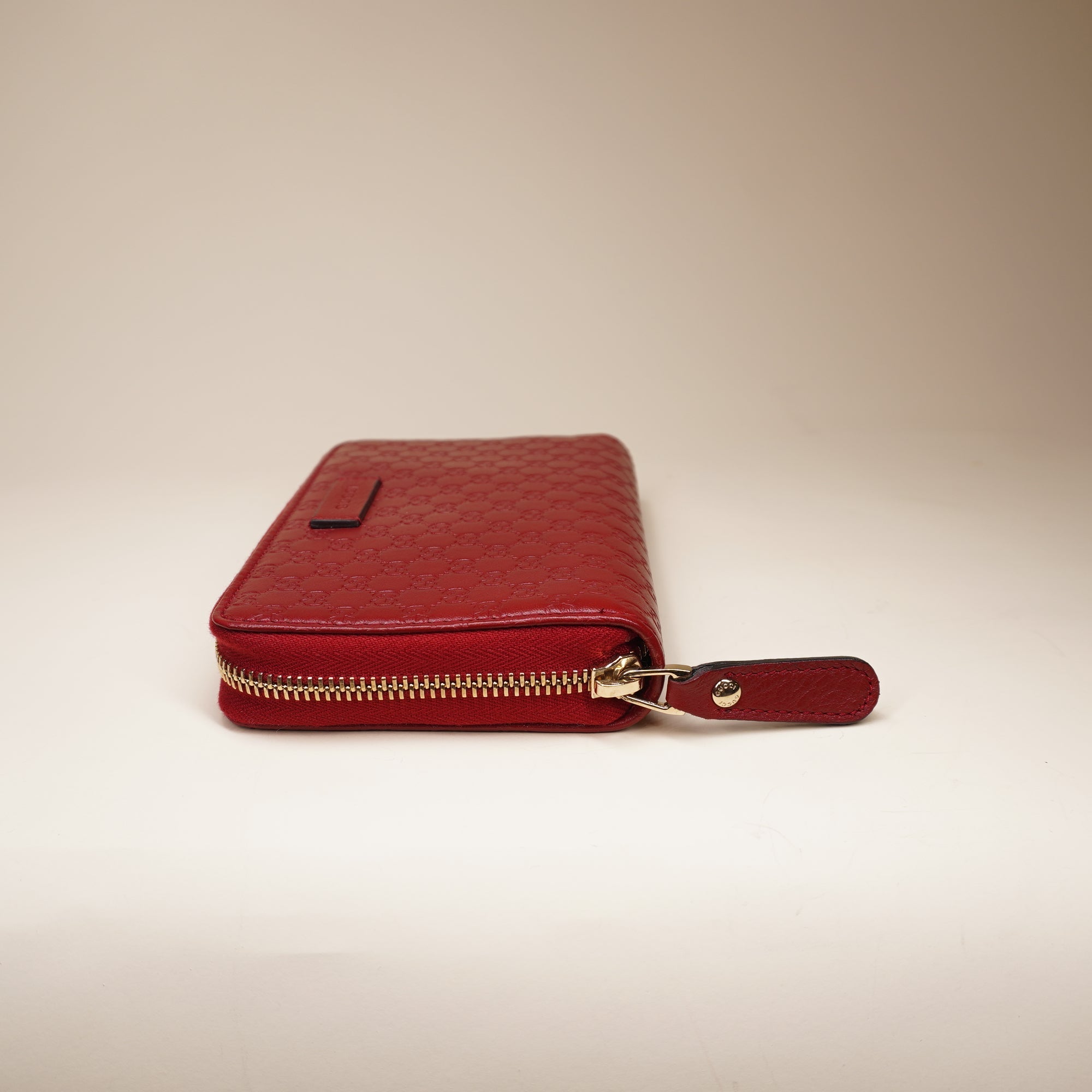 PRE-OWNED Microguccissima Zip Around Wallet Red