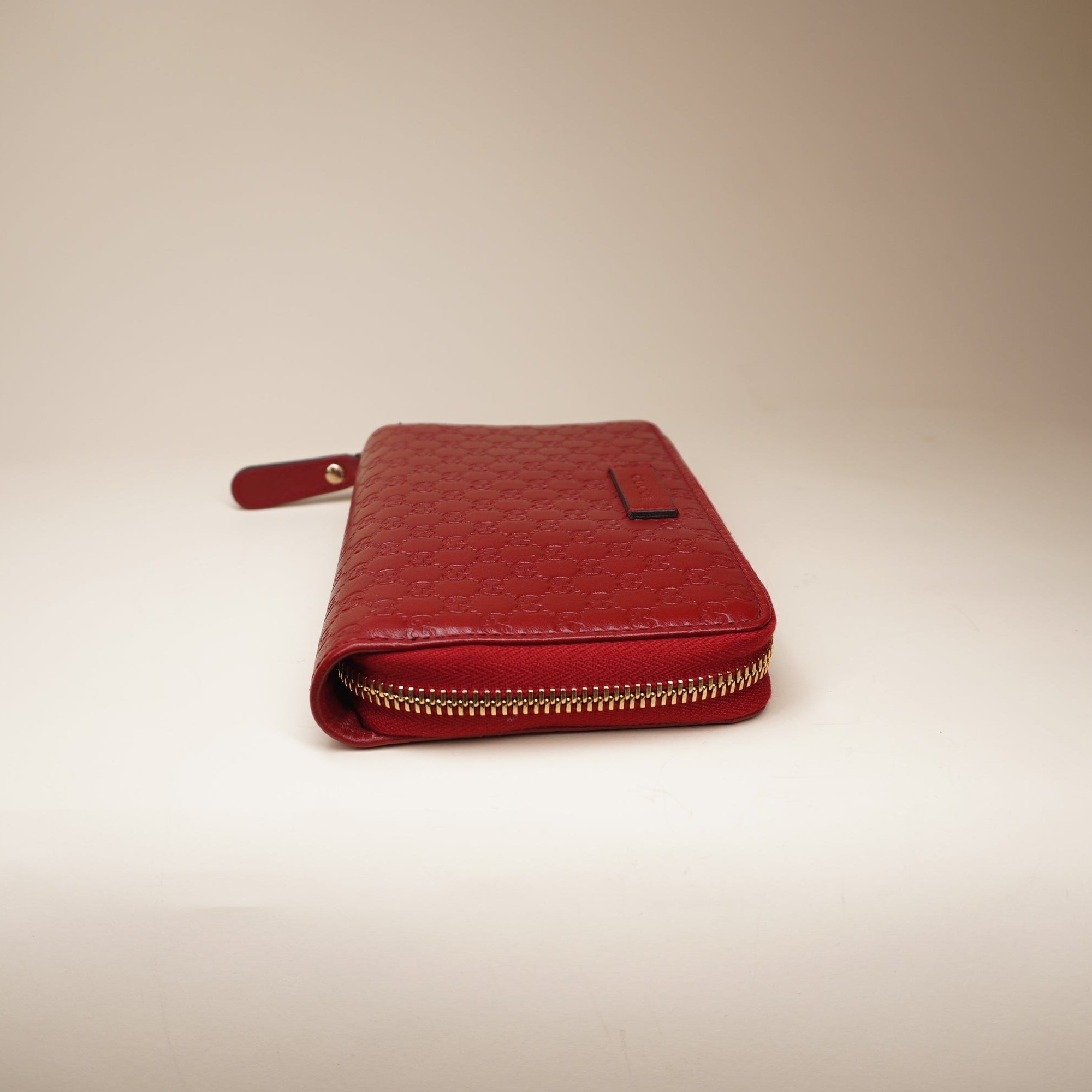 PRE-OWNED Microguccissima Zip Around Wallet Red