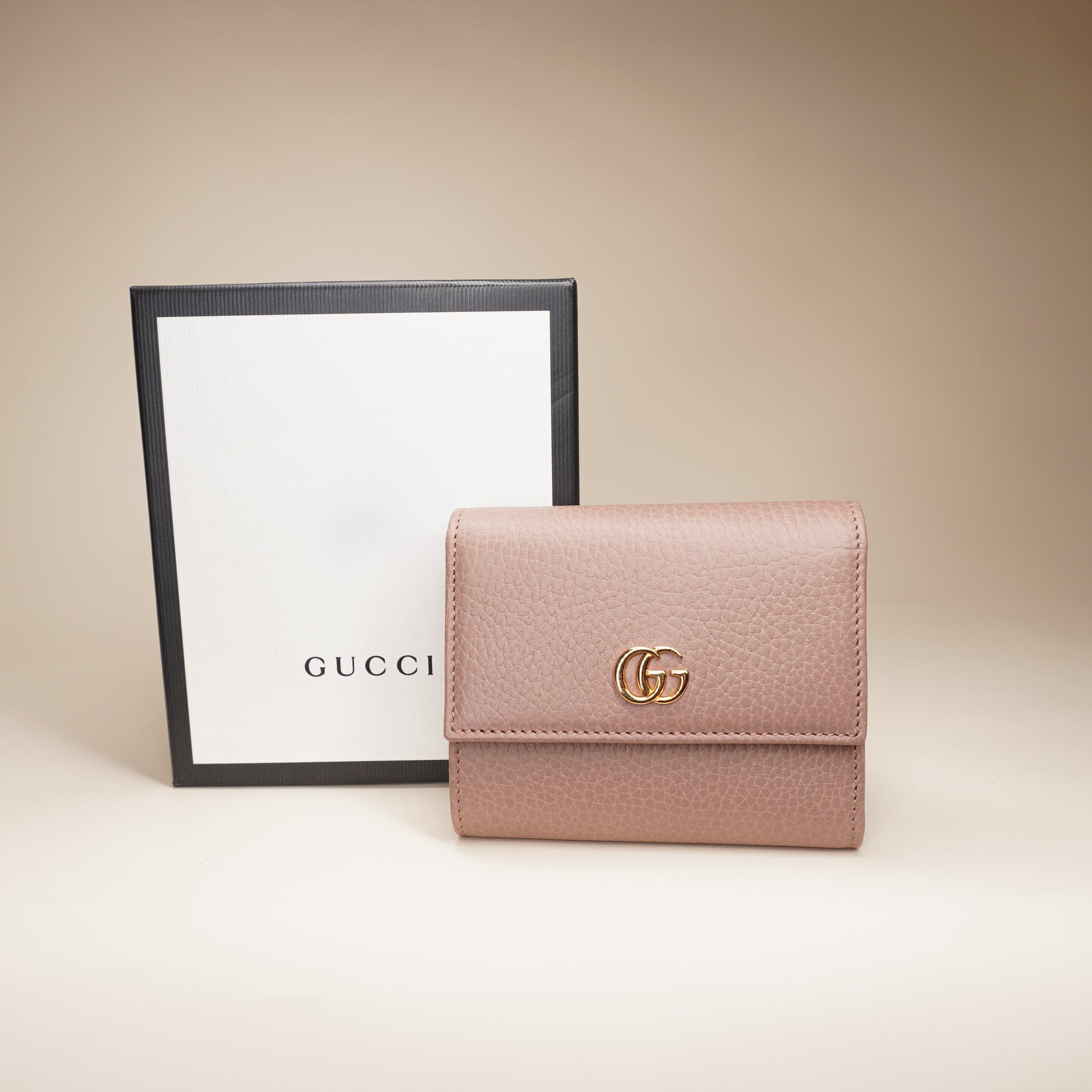 GG Pink Leather Trifold Wallet