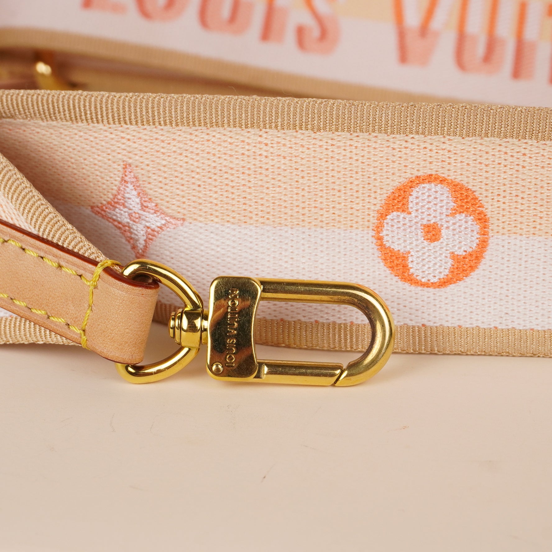 PRE-OWNED LV Jacquard Speedy Bandouliere 20 Shoulder Strap Pink Orange