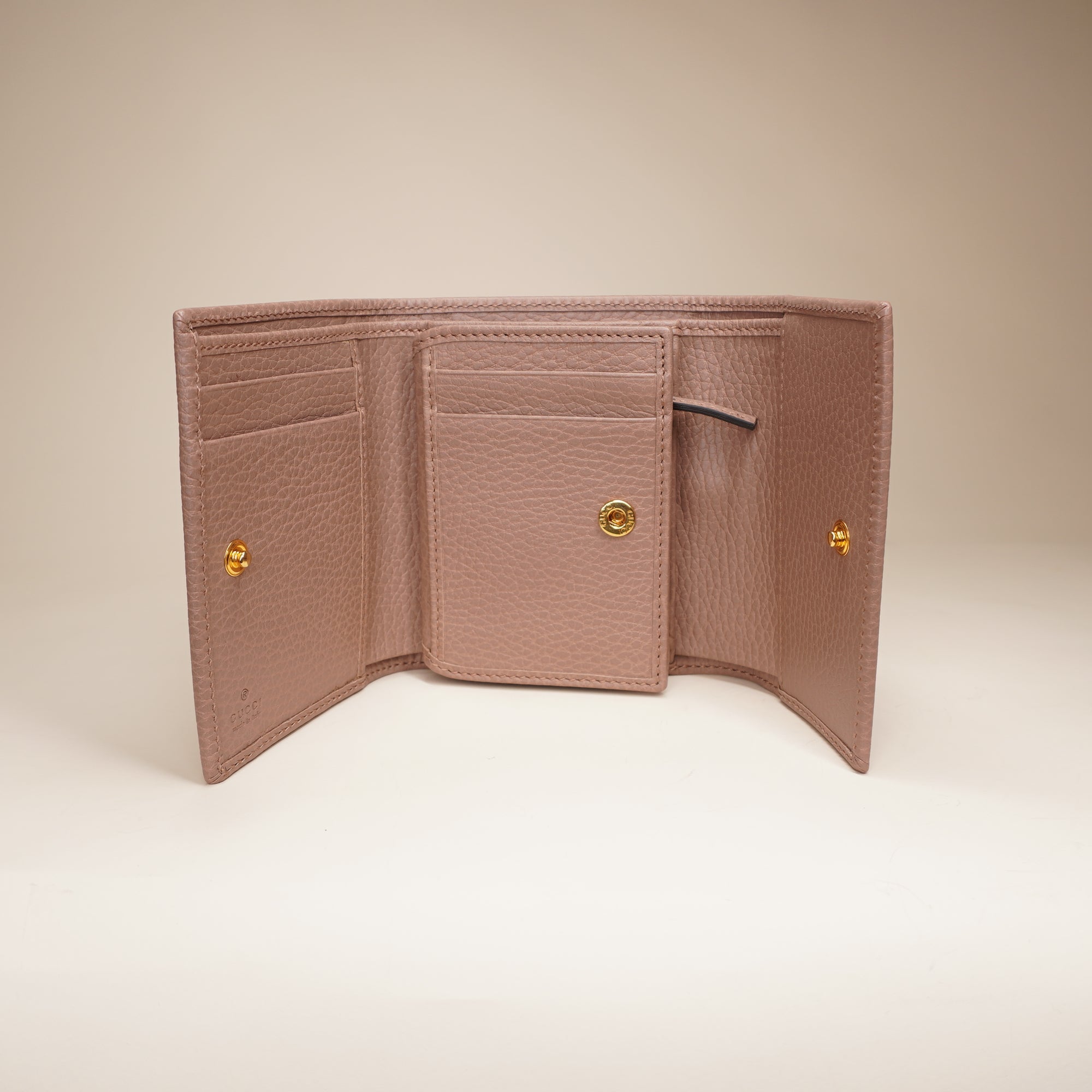 GG Pink Leather Trifold Wallet