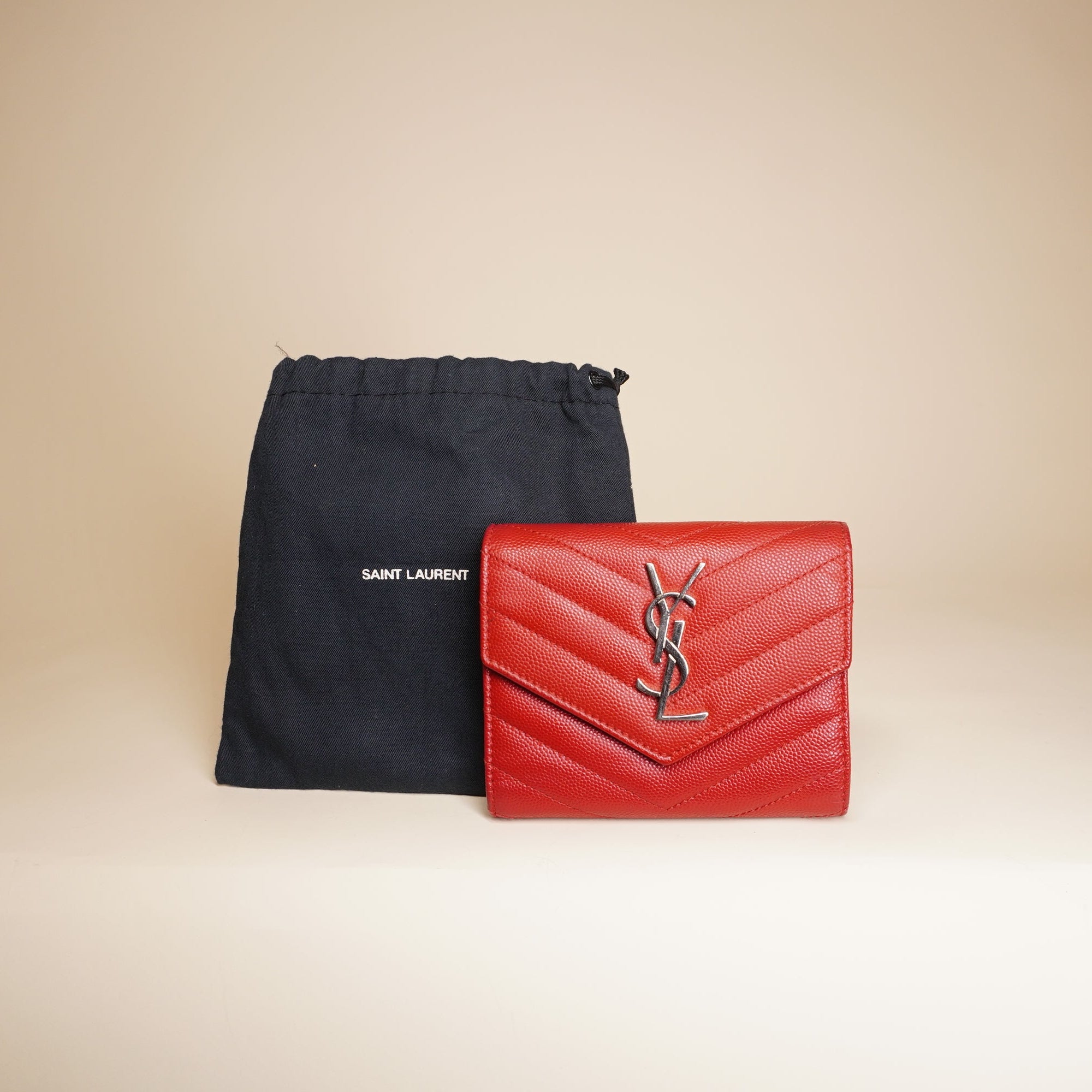 YSL Canssandre Lambskin Wallet Red