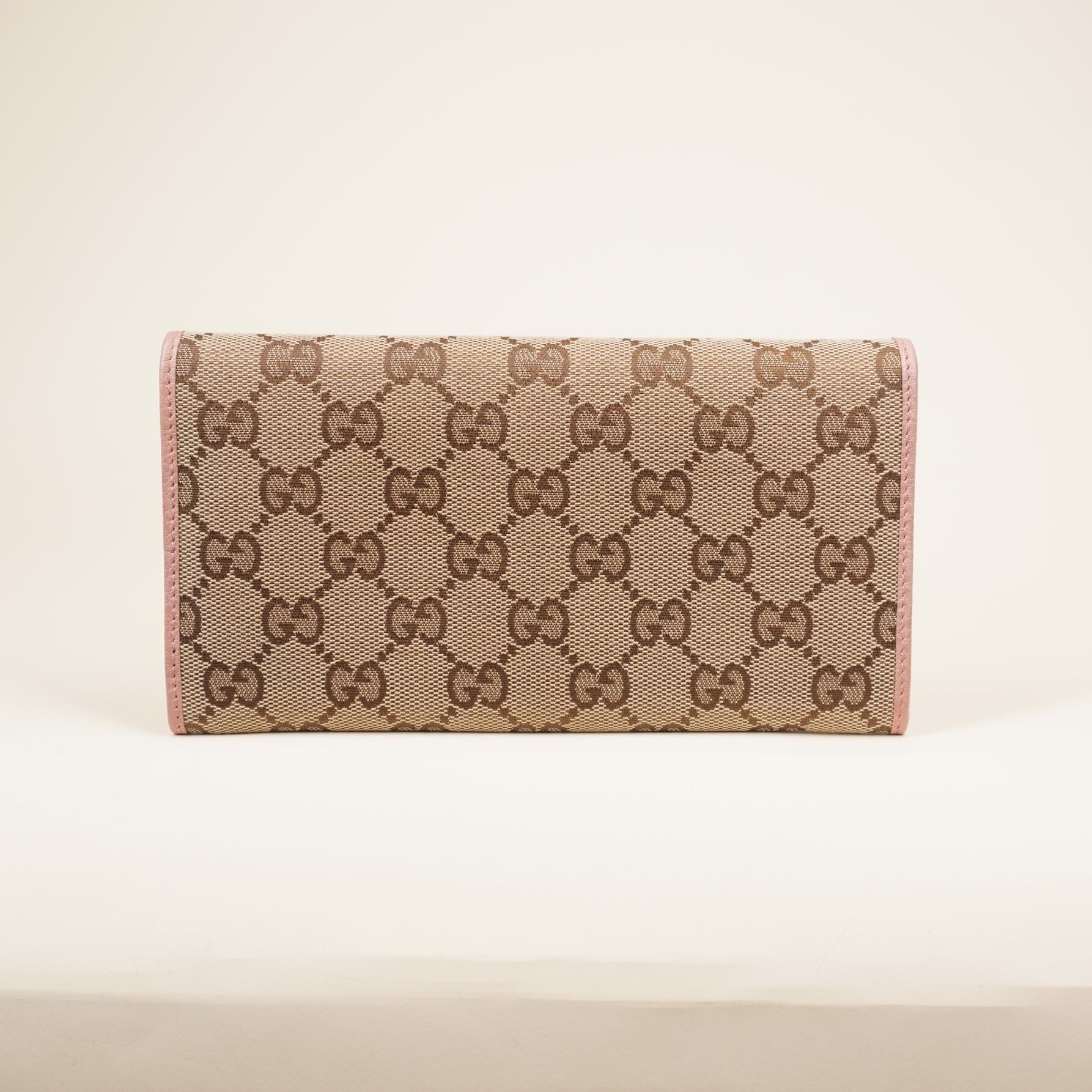 PRE-OWNED GG Monogram Continental Flap Wallet Soft Pink