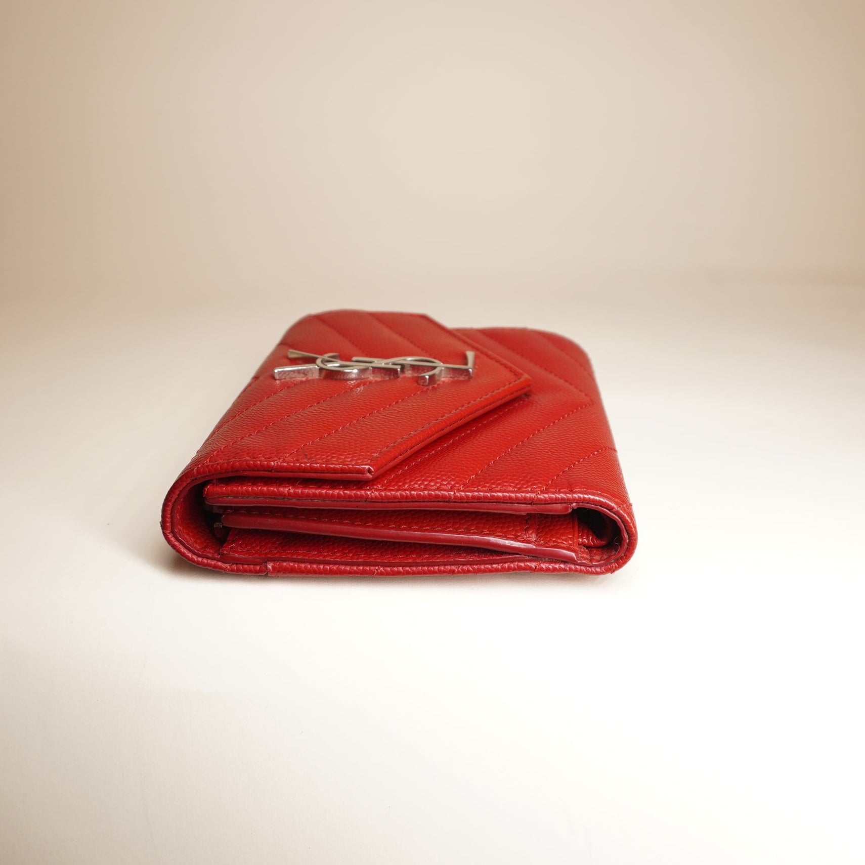 YSL Canssandre Lambskin Wallet Red