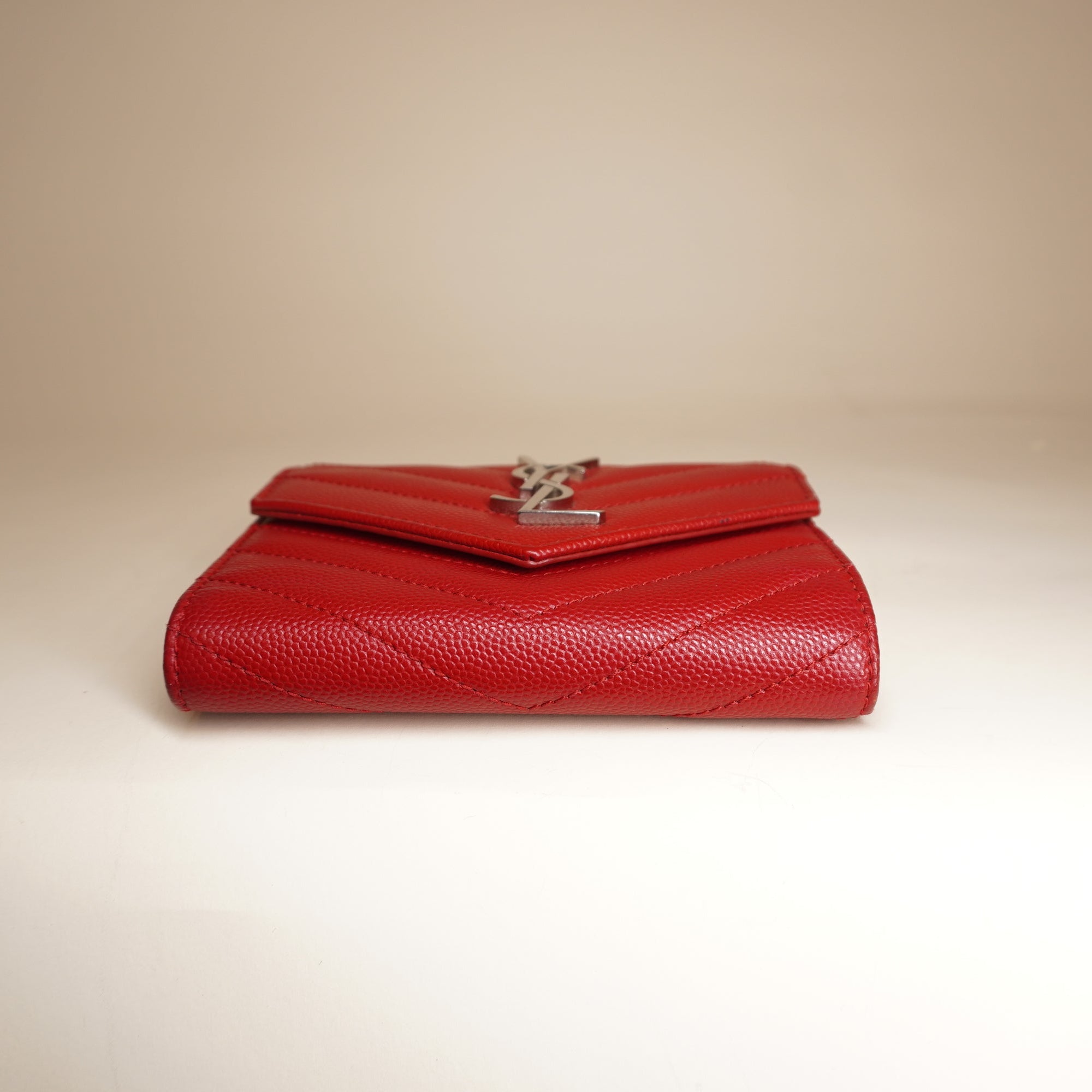YSL Canssandre Lambskin Wallet Red