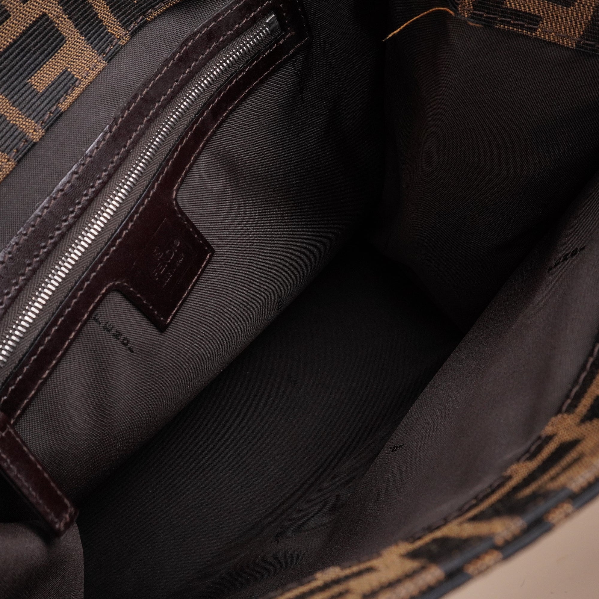 PRE-OWNED FF Zucca Canvas Tote Bag Black Brown