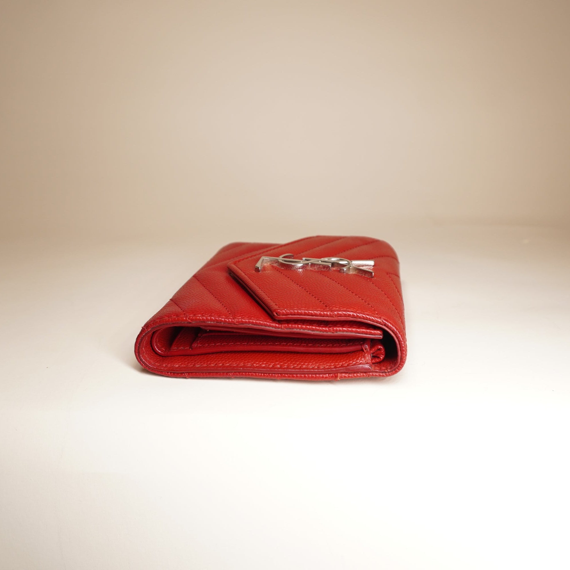 YSL Canssandre Lambskin Wallet Red