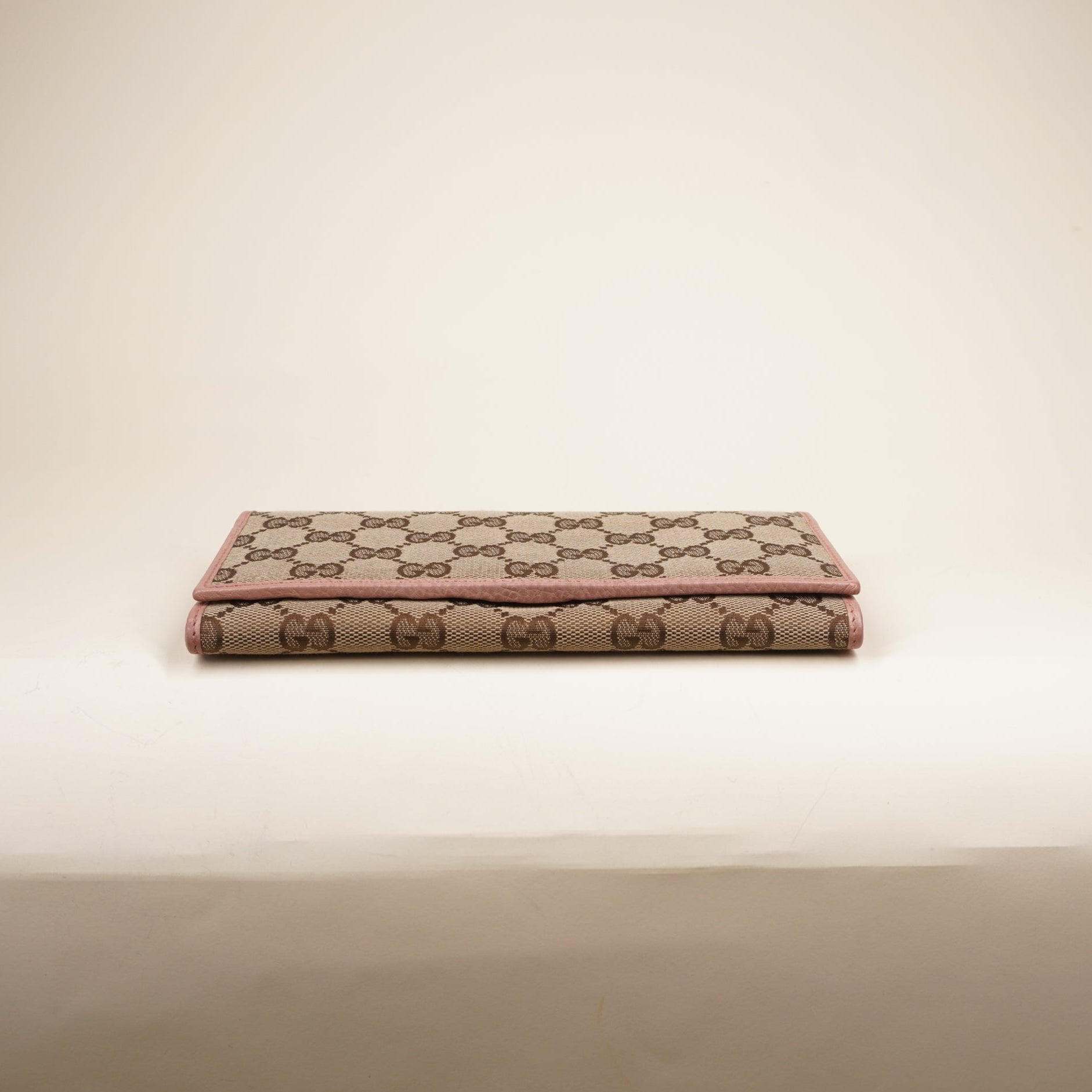 PRE-OWNED GG Monogram Continental Flap Wallet Soft Pink