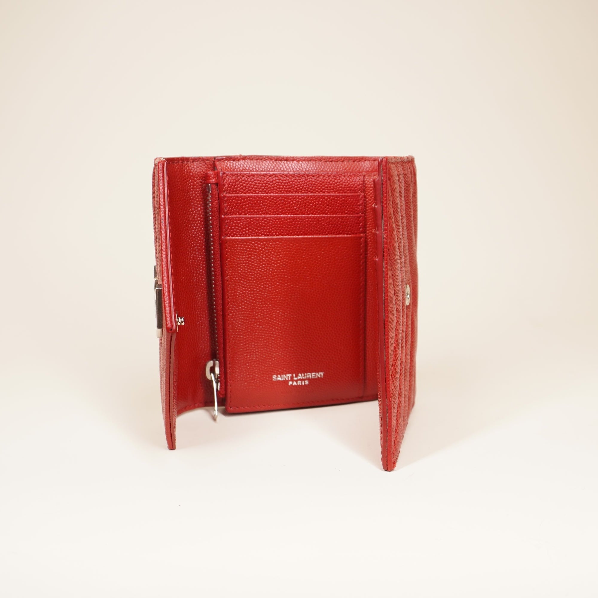 YSL Canssandre Lambskin Wallet Red