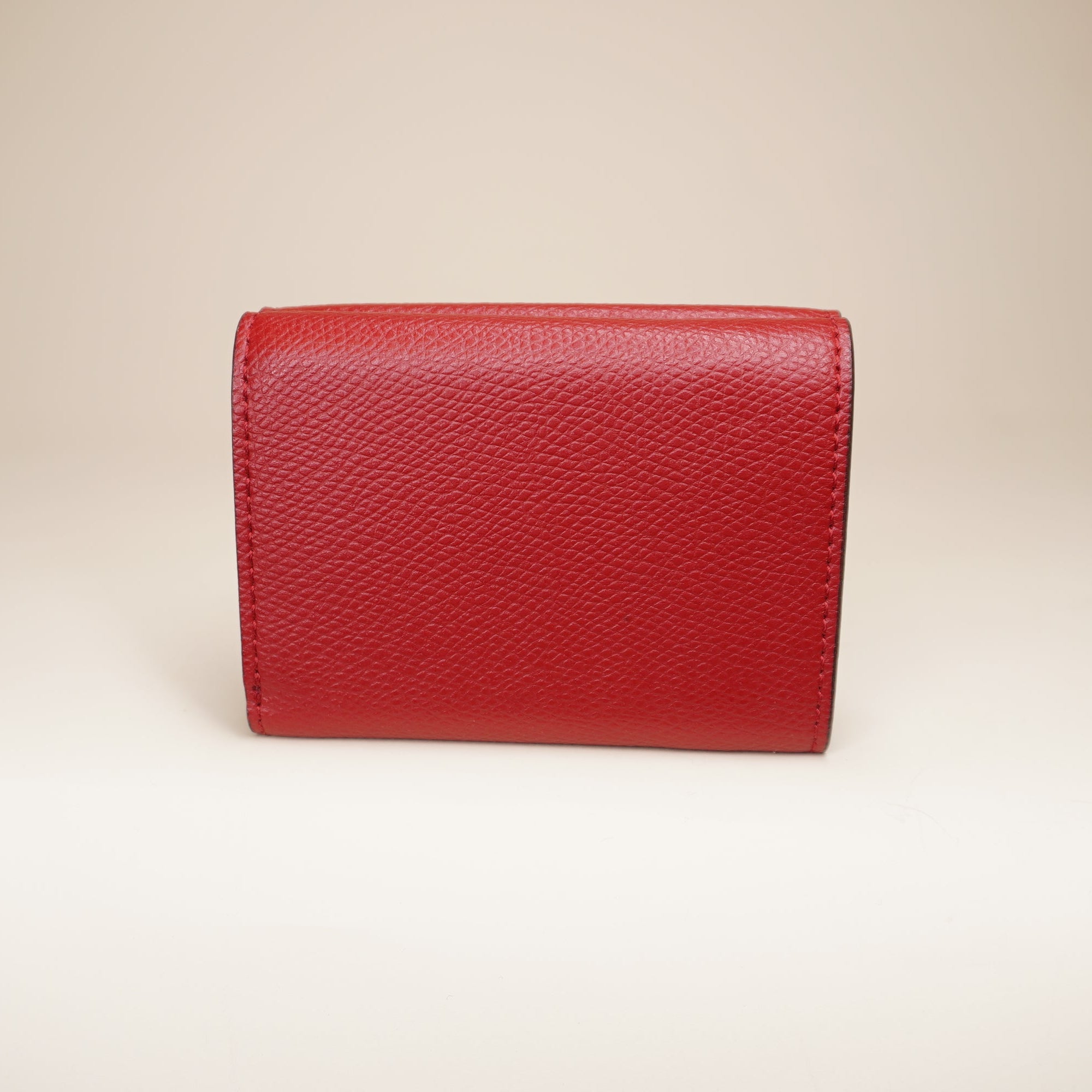 PRE-OWNED Vitello Cruise F is Fendi Micro Tri-Fold Monogram Red Wallet