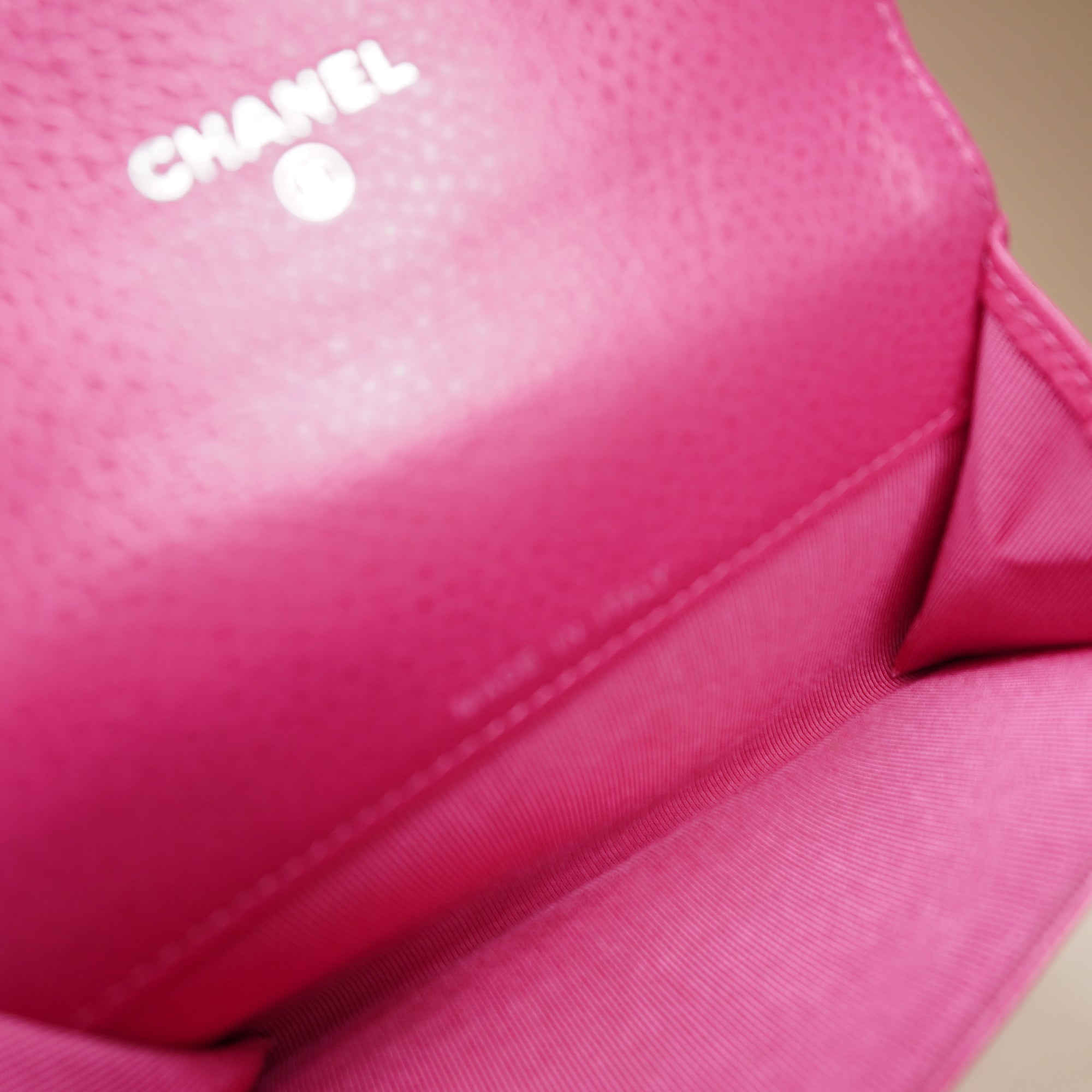  PRE-OWNED CC Calfskin Card Holder Wallet Pink
