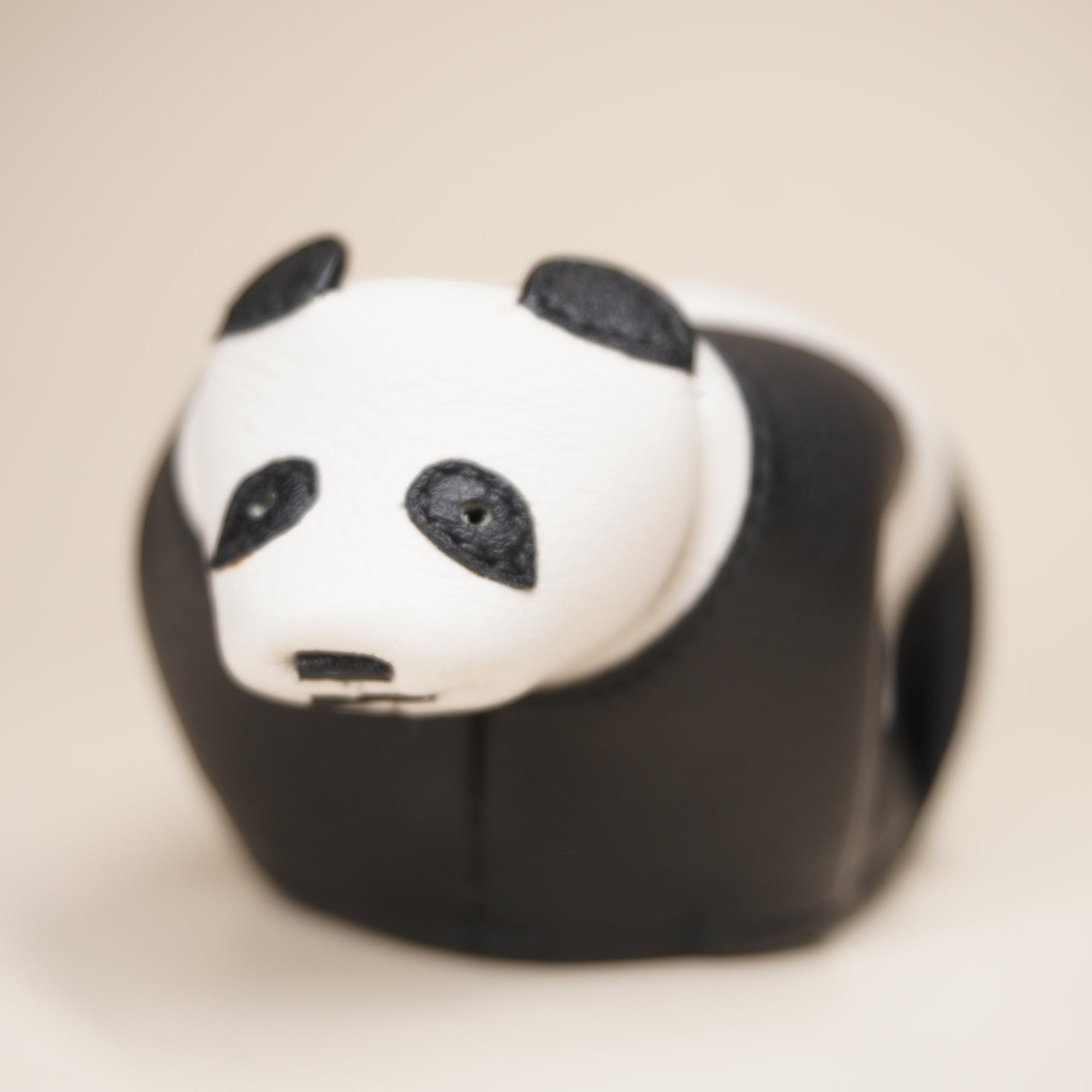 PRE-OWNED Black White Calfskin Panda Bag Charm