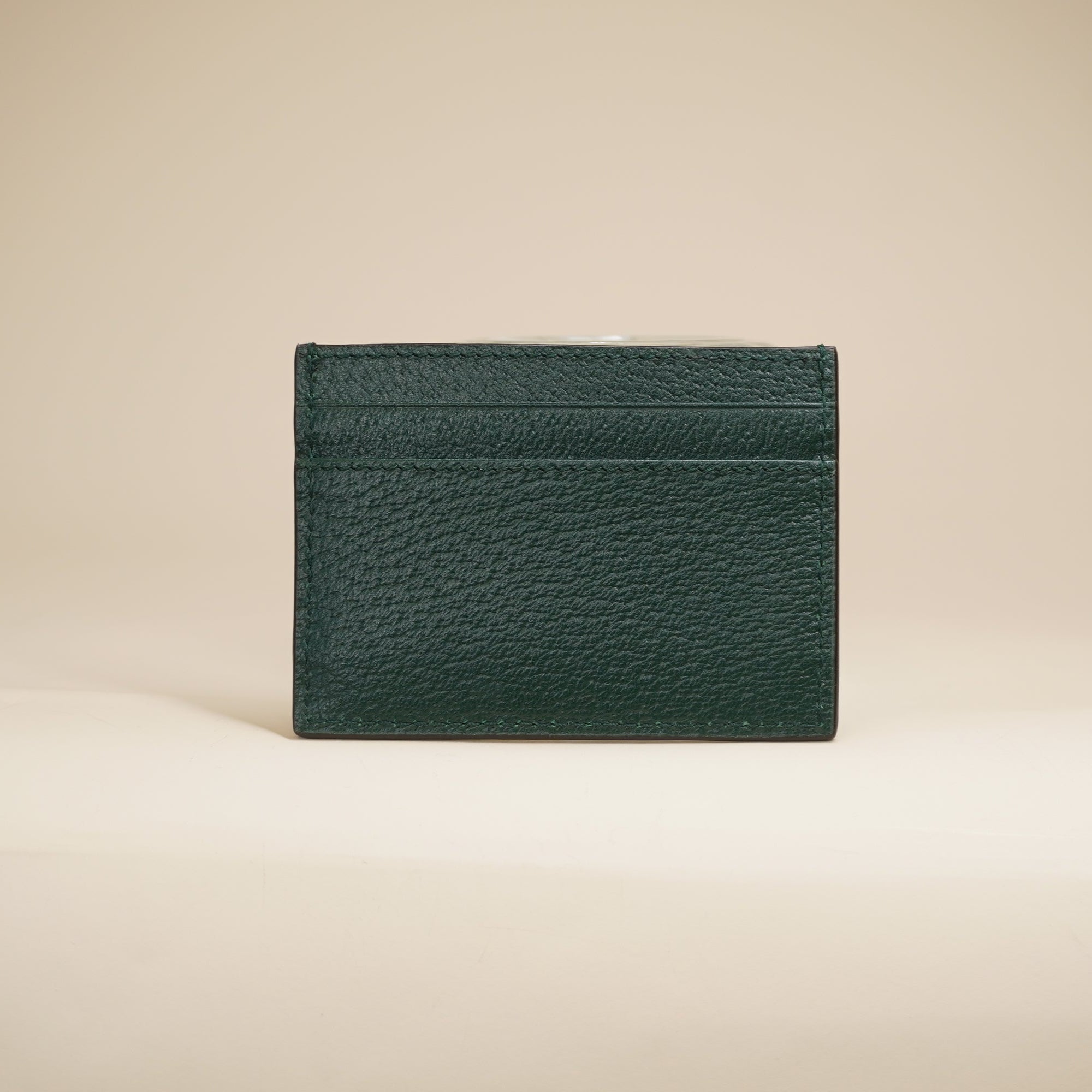 PRE-OWNED Green Horsebit Accent Leather Card Holder