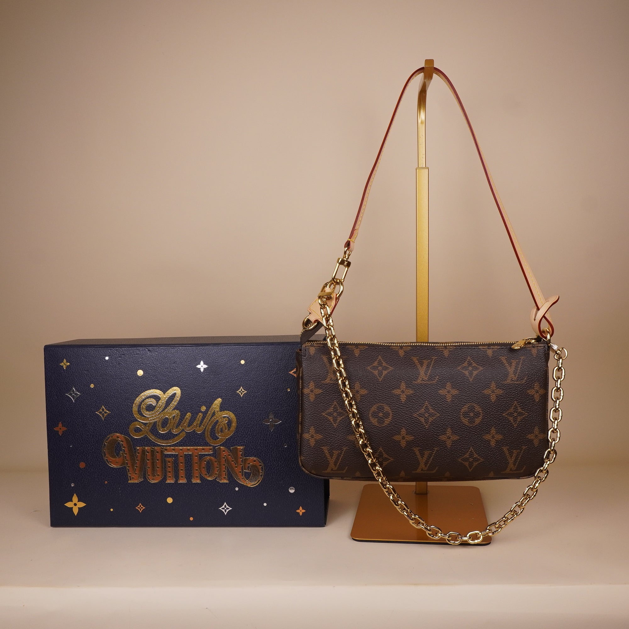 PRE-OWNED LV Monogram Chain Pochette Accessories