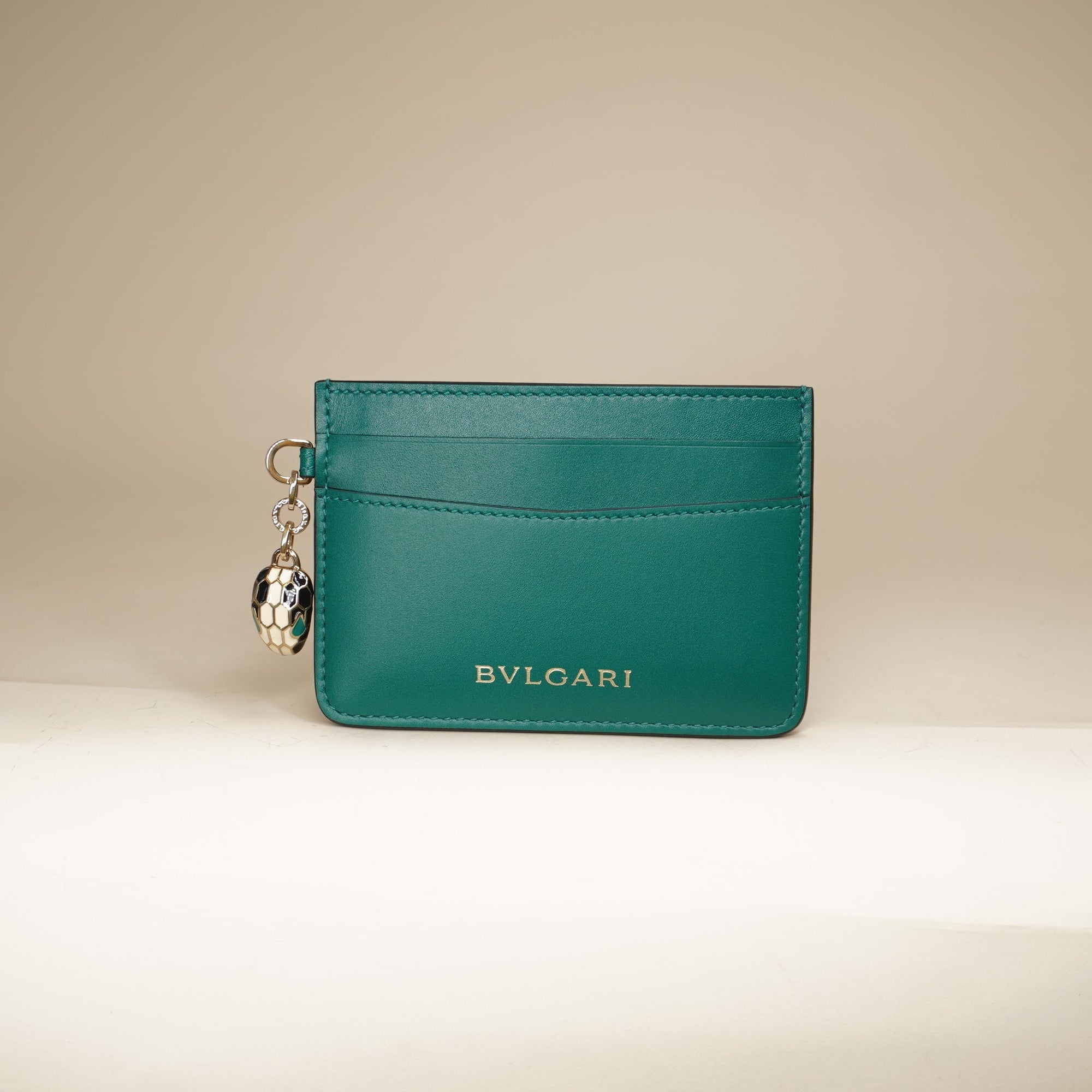 PRE-OWNED Green Leather Serpenti Forever Card Holder