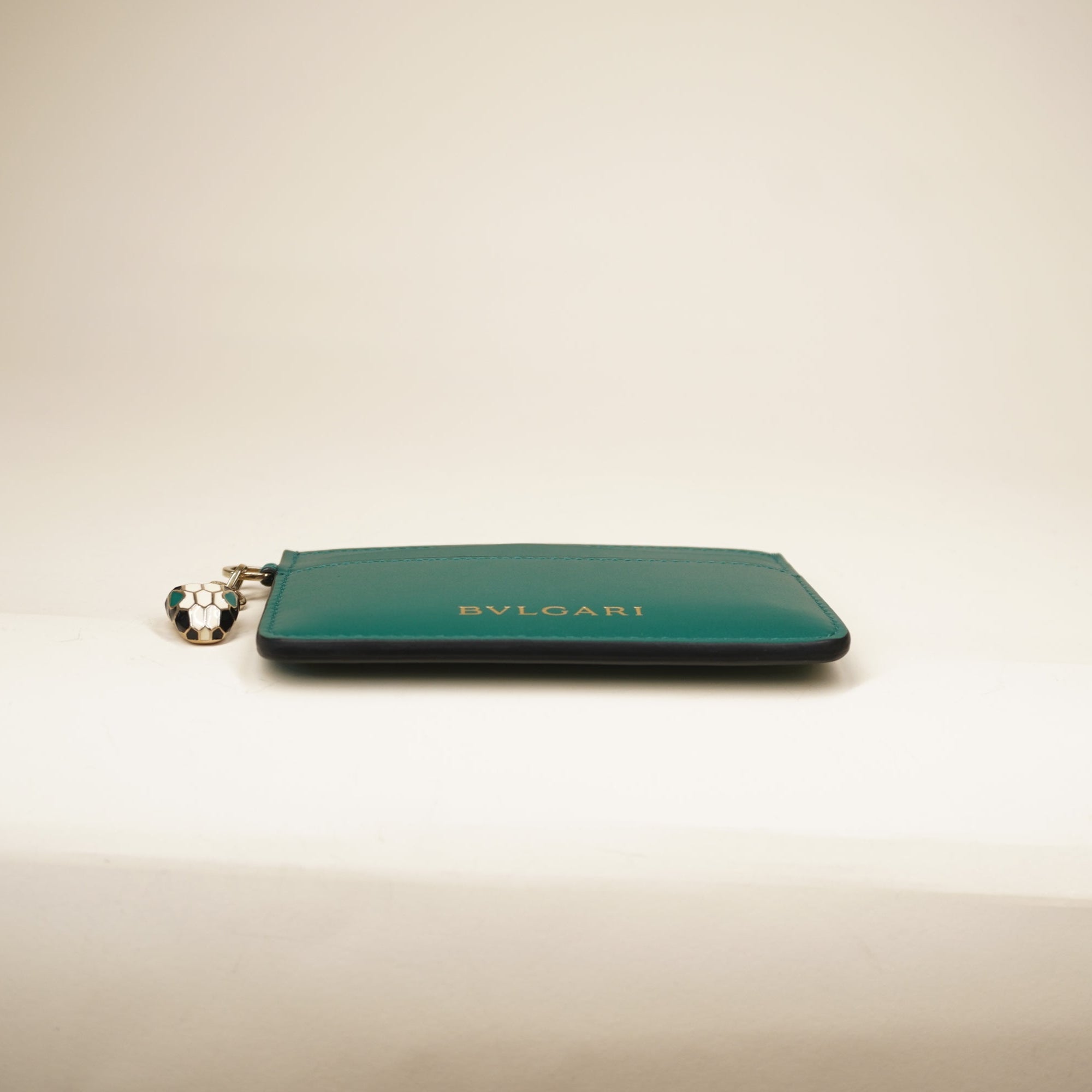 PRE-OWNED Green Leather Serpenti Forever Card Holder