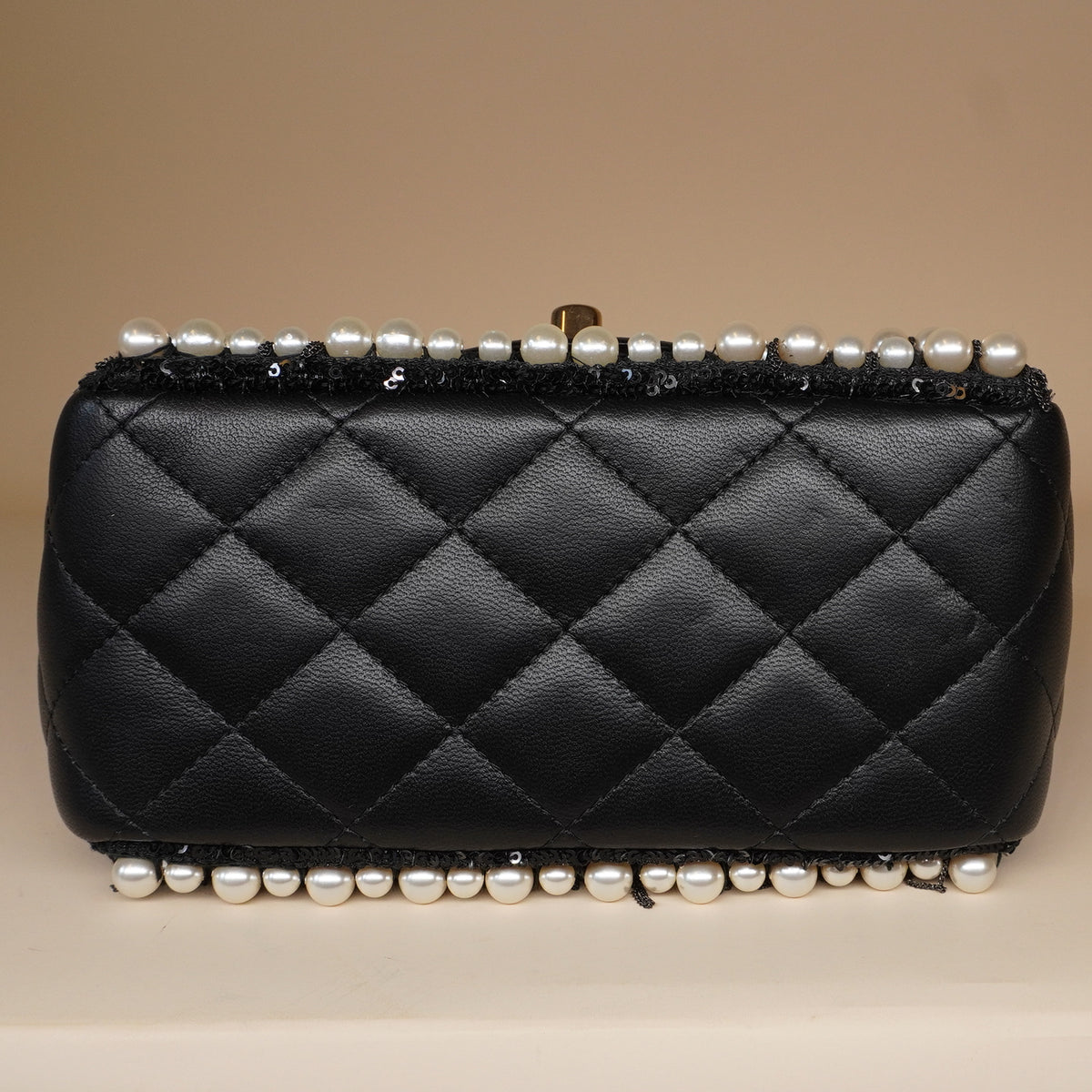 PRE-OWNED CC Mini Square Pearl Chain Flap Bag