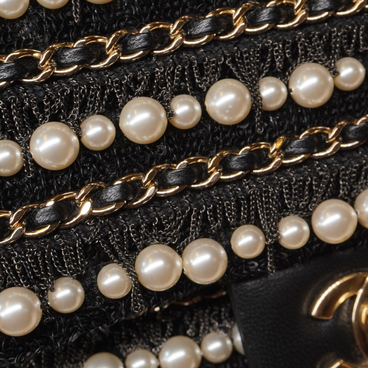 PRE-OWNED CC Mini Square Pearl Chain Flap Bag