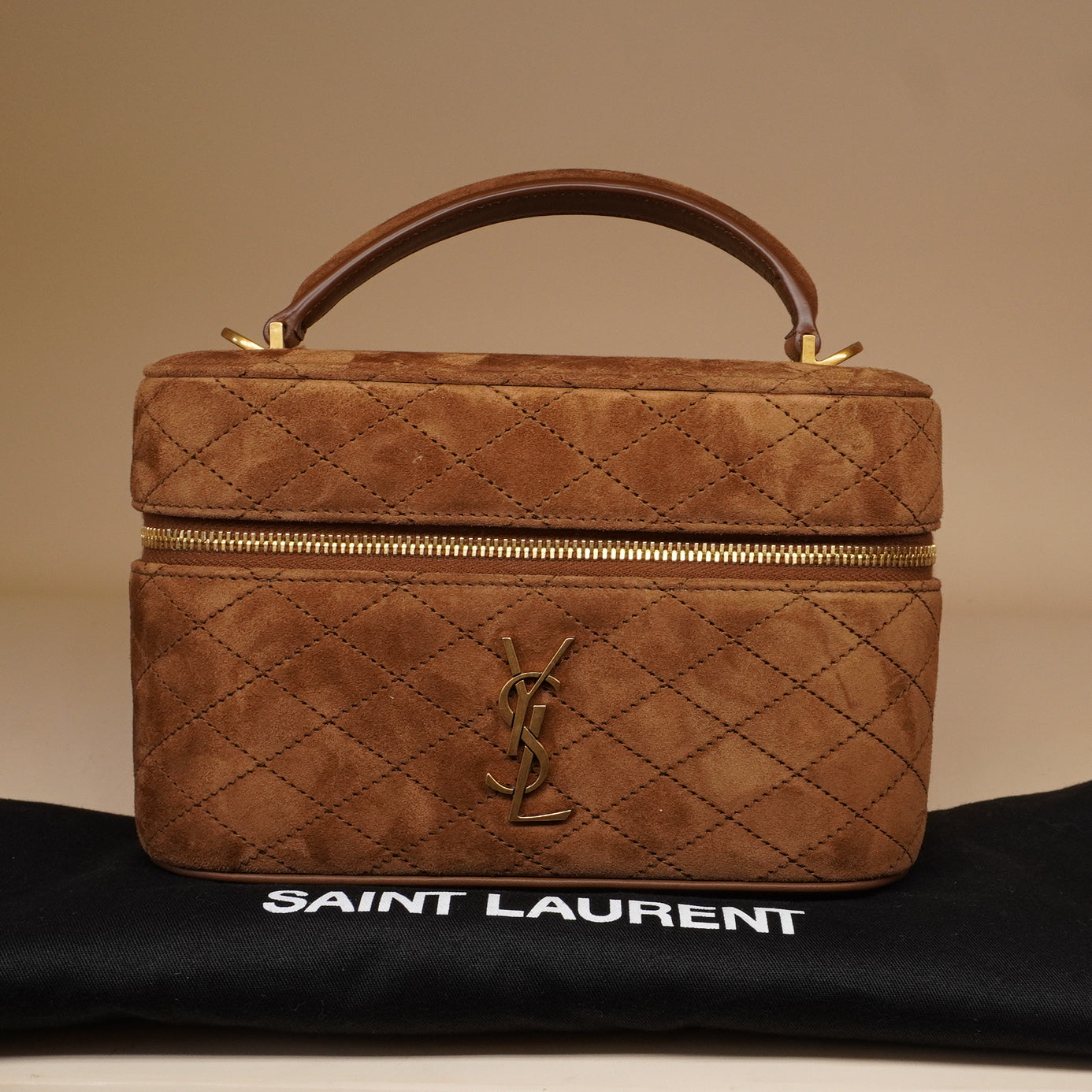 PRE-OWNED Gaby Vanity Mini Quilted Suede Shoulder Bag
