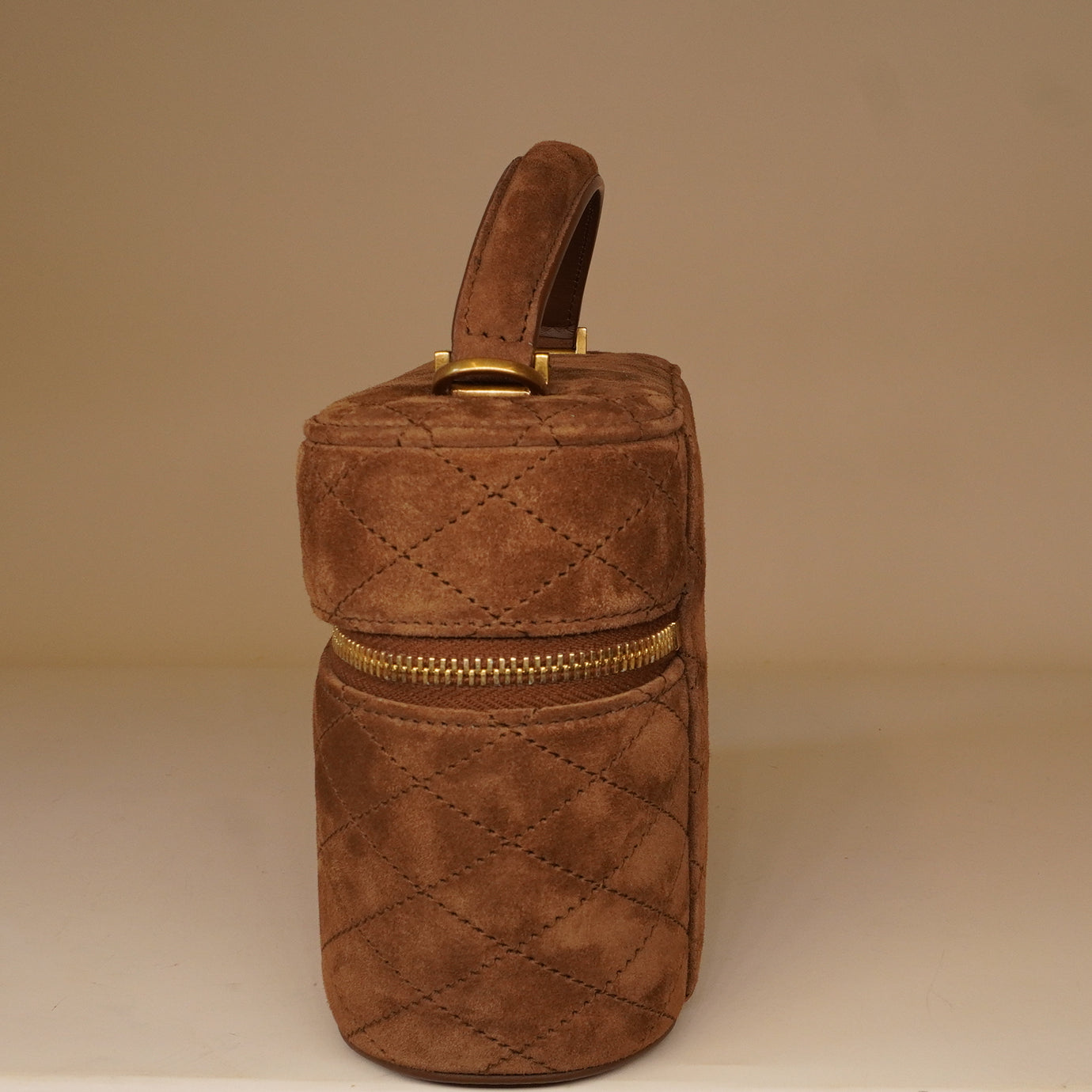 PRE-OWNED Gaby Vanity Mini Quilted Suede Shoulder Bag