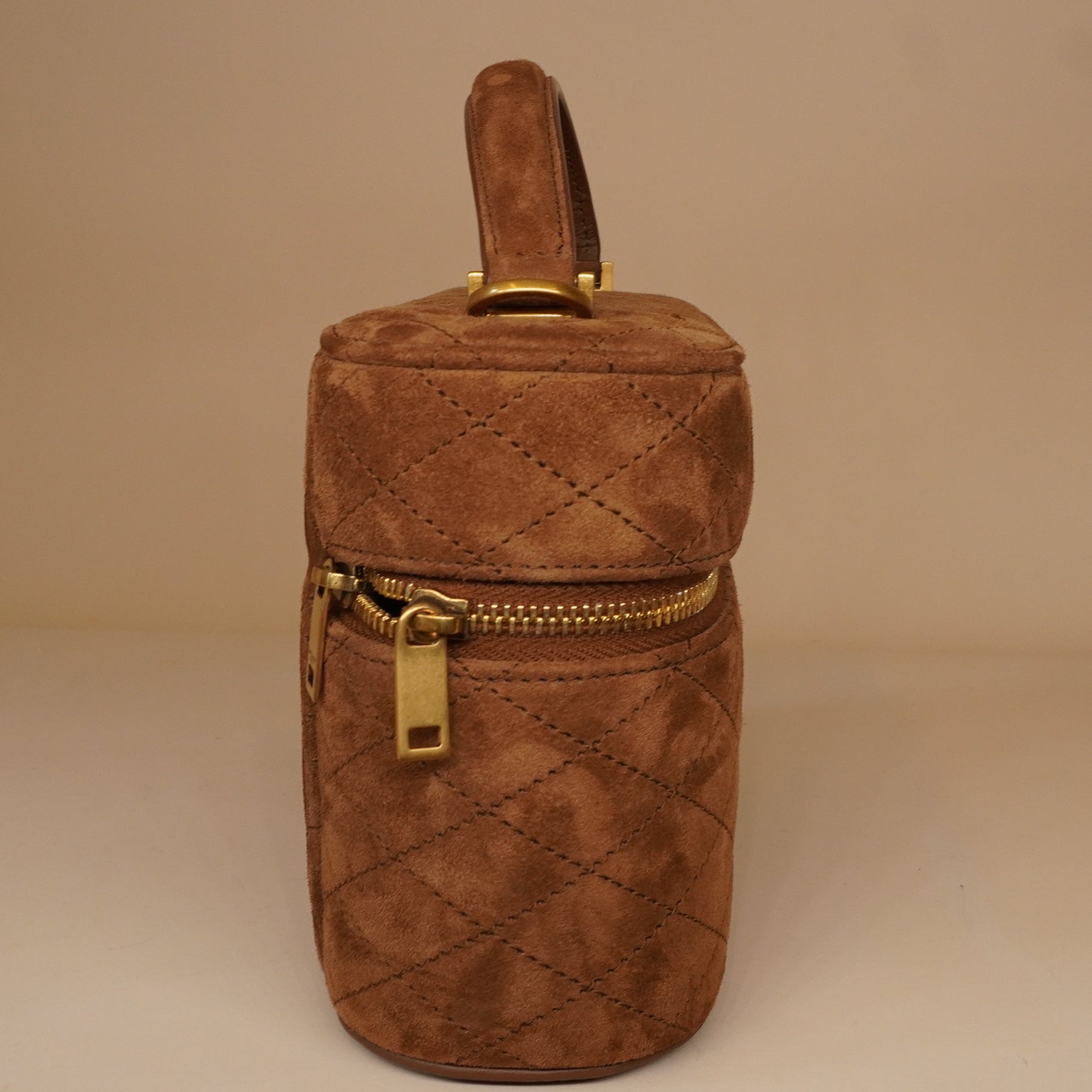 PRE-OWNED Gaby Vanity Mini Quilted Suede Shoulder Bag