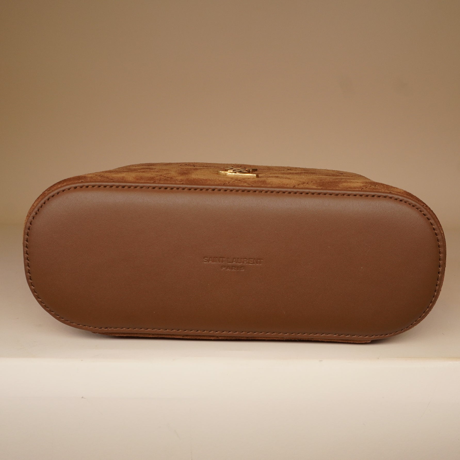 PRE-OWNED Gaby Vanity Mini Quilted Suede Shoulder Bag