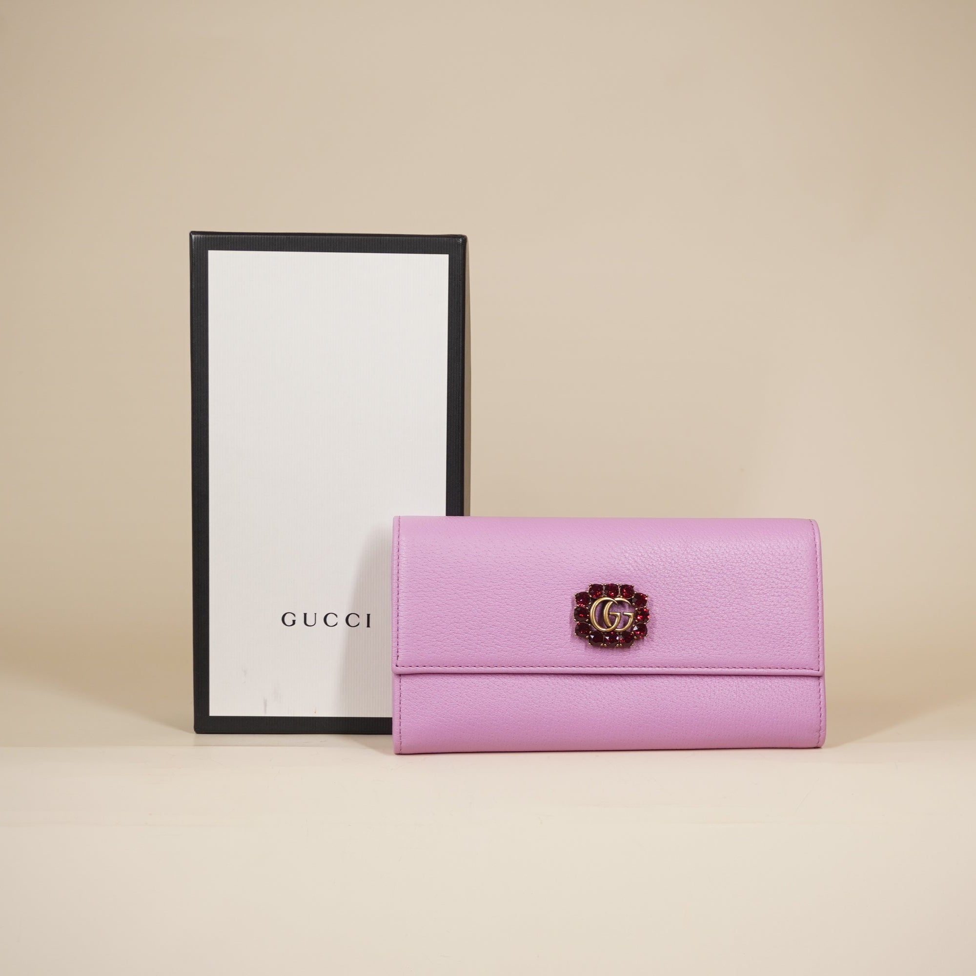 PRE-OWNED Marmont Leather Purple Long Wallet