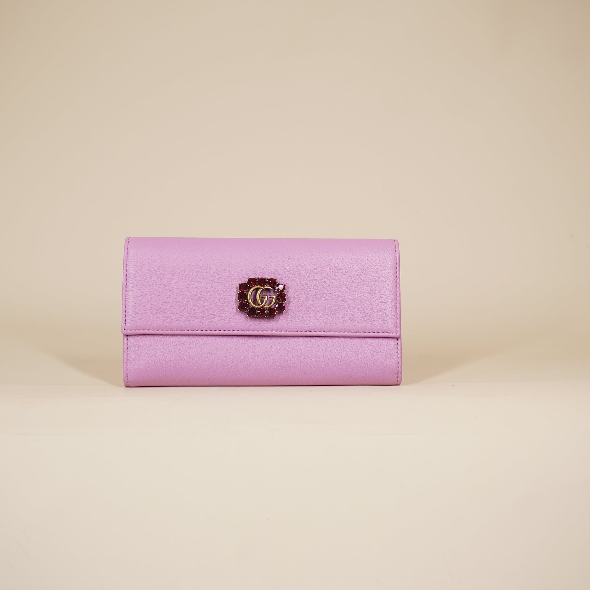 PRE-OWNED Marmont Leather Purple Long Wallet