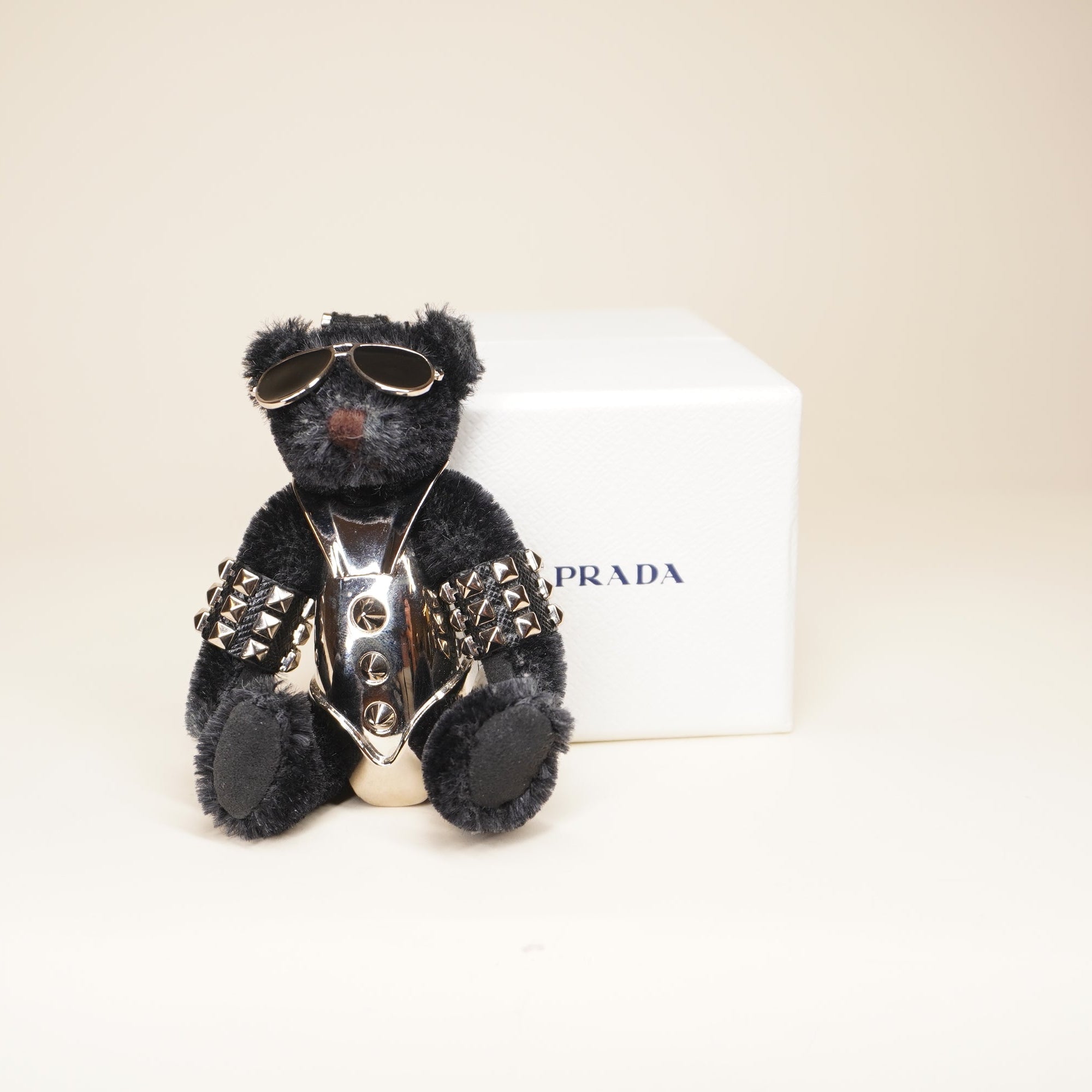 PRE-OWNED Faux Fur Bear Black Bag Charm